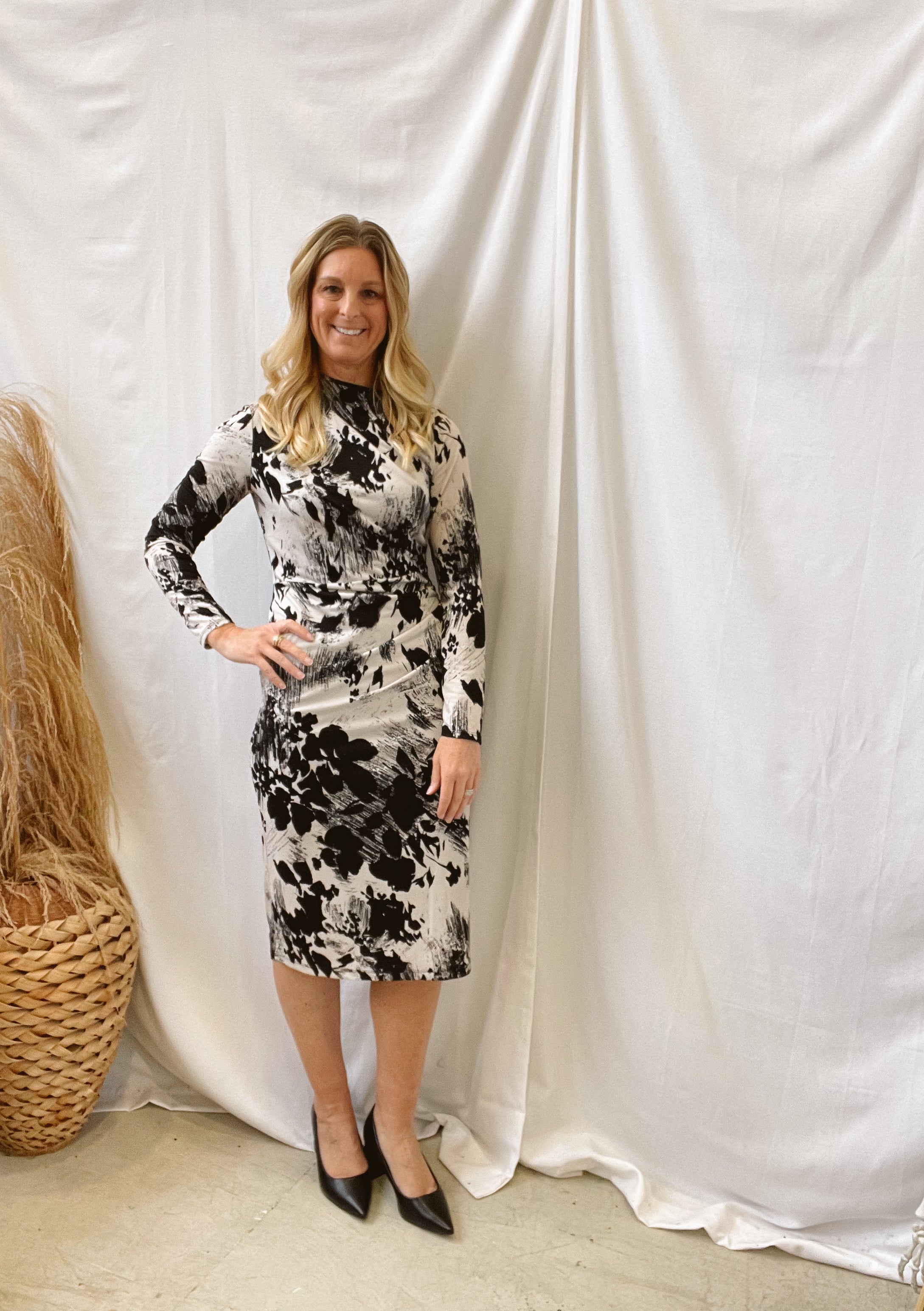 Mock Neck Floral Dress-Dresses-gilli-The Silo Boutique, Women's Fashion Boutique Located in Warren and Grand Forks North Dakota