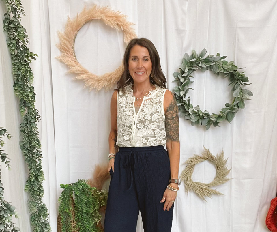 Allie Textured Knit Wide Leg Pants-Navy-Pants-allie Rose-The Silo Boutique, Women's Fashion Boutique Located in Warren and Grand Forks North Dakota
