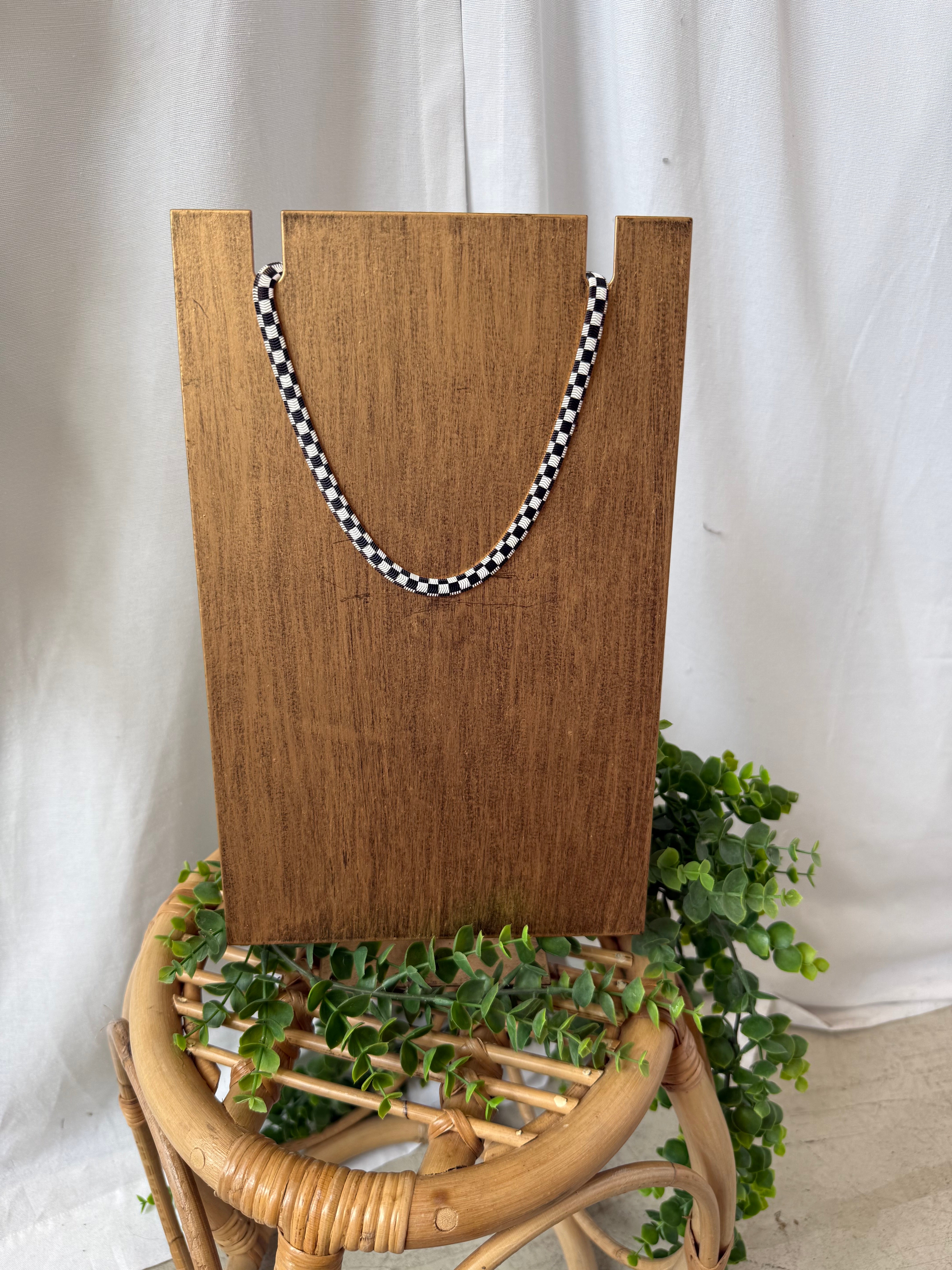 Checker and Gold Flip Necklace-The Silo Boutique-The Silo Boutique, Women's Fashion Boutique Located in Warren and Grand Forks North Dakota