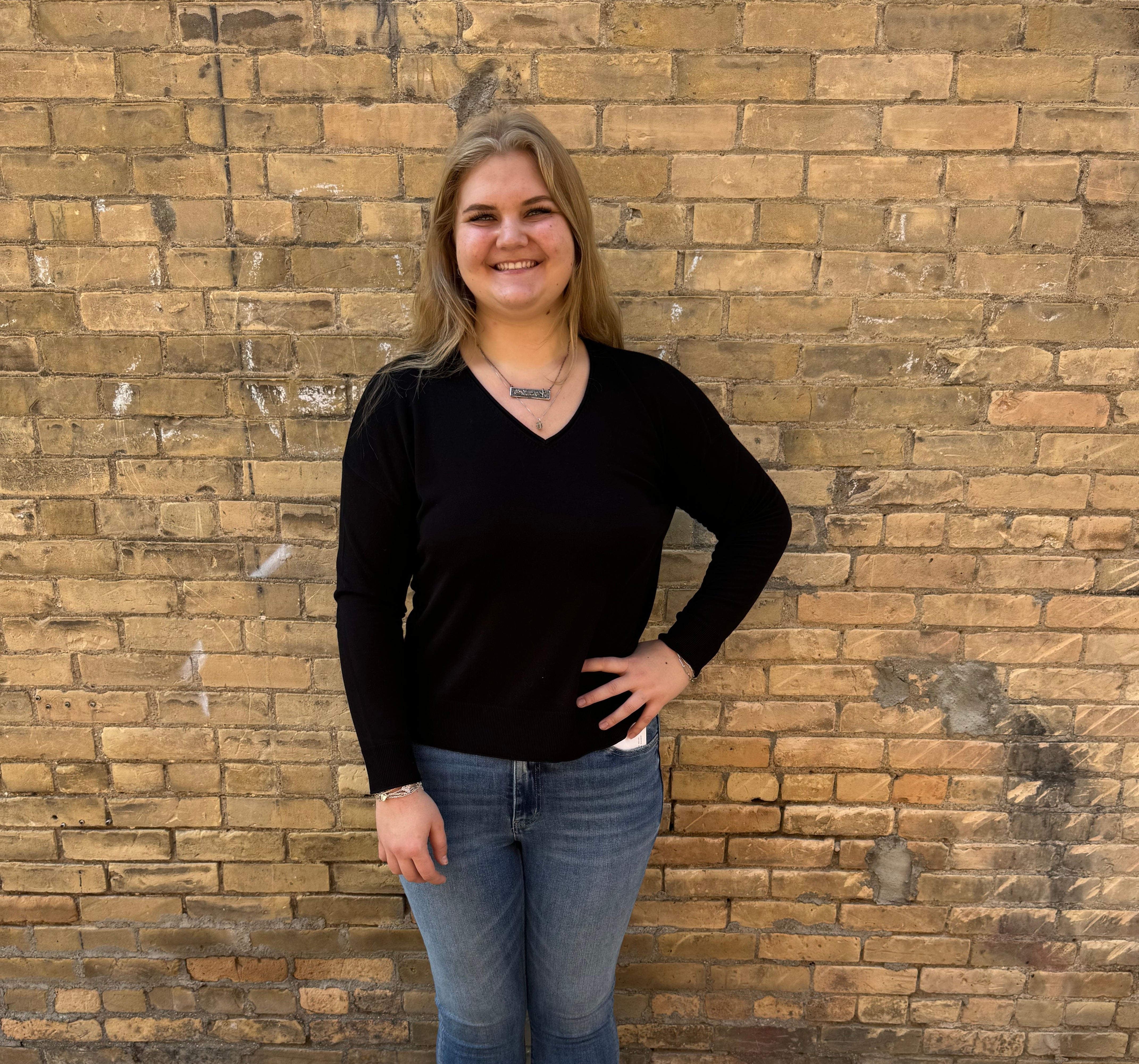 Cool V-Neck Long Sleeve Sweater-Black-Sweaters-be cool-The Silo Boutique, Women's Fashion Boutique Located in Warren and Grand Forks North Dakota