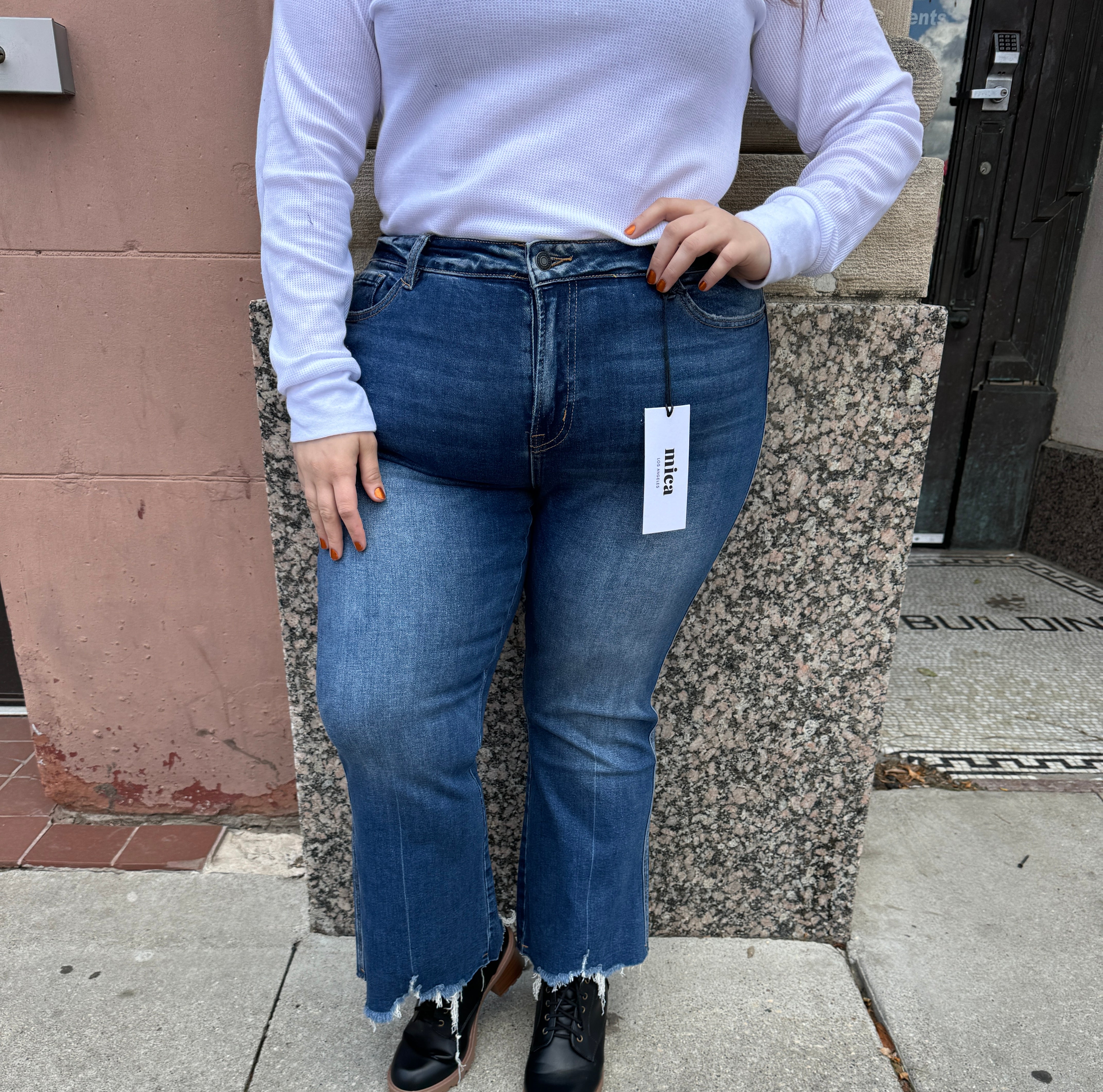 Mica Moscato High Rise Crop Flare Jeans-Jeans-mica-The Silo Boutique, Women's Fashion Boutique Located in Warren and Grand Forks North Dakota