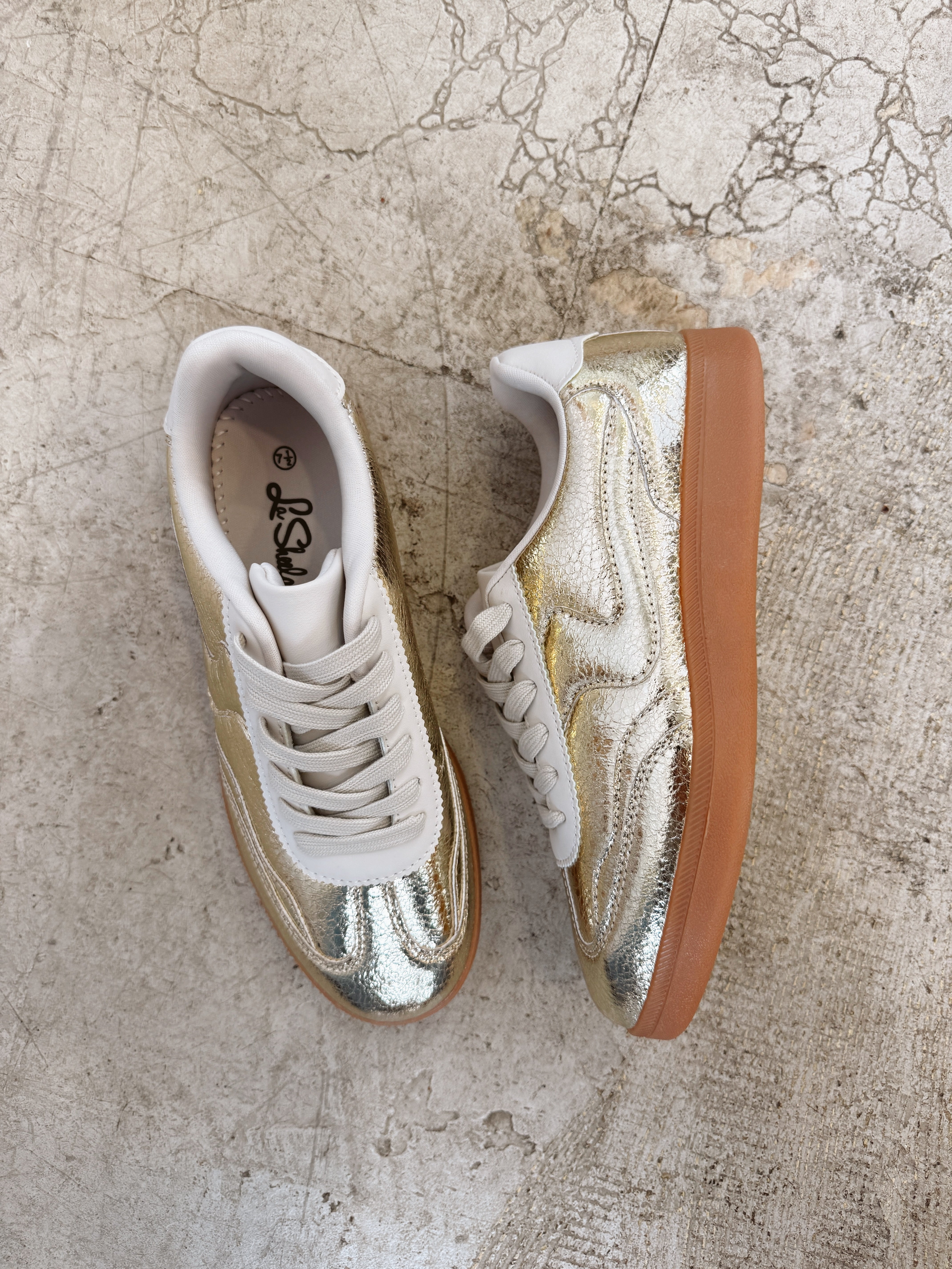 Gold Modern Sneakers-Final Sale-Sneakers-Forever Link-The Silo Boutique, Women's Fashion Boutique Located in Warren and Grand Forks North Dakota