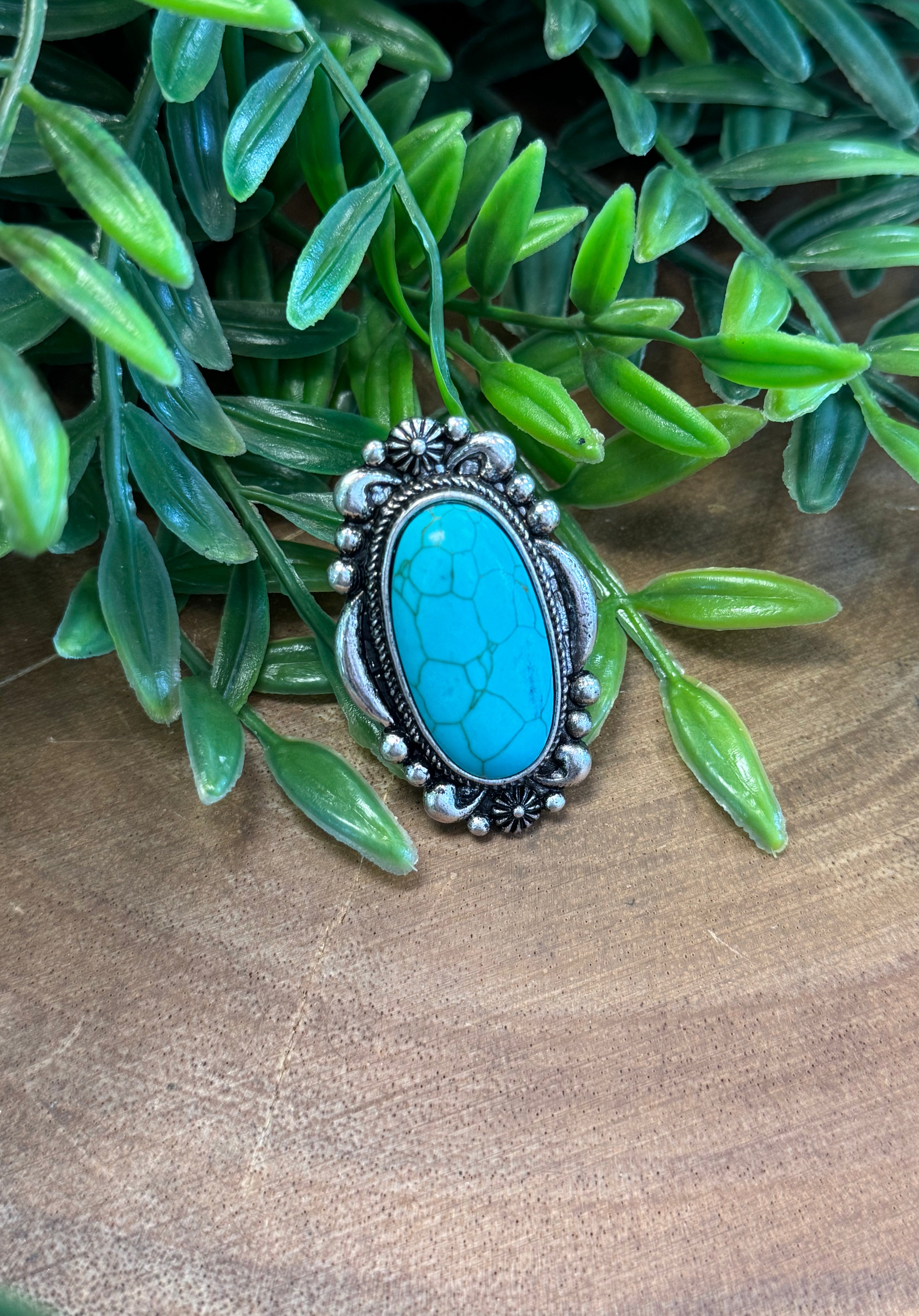 Halo Turquoise Ring-Rings-Dallas Market-The Silo Boutique, Women's Fashion Boutique Located in Warren and Grand Forks North Dakota