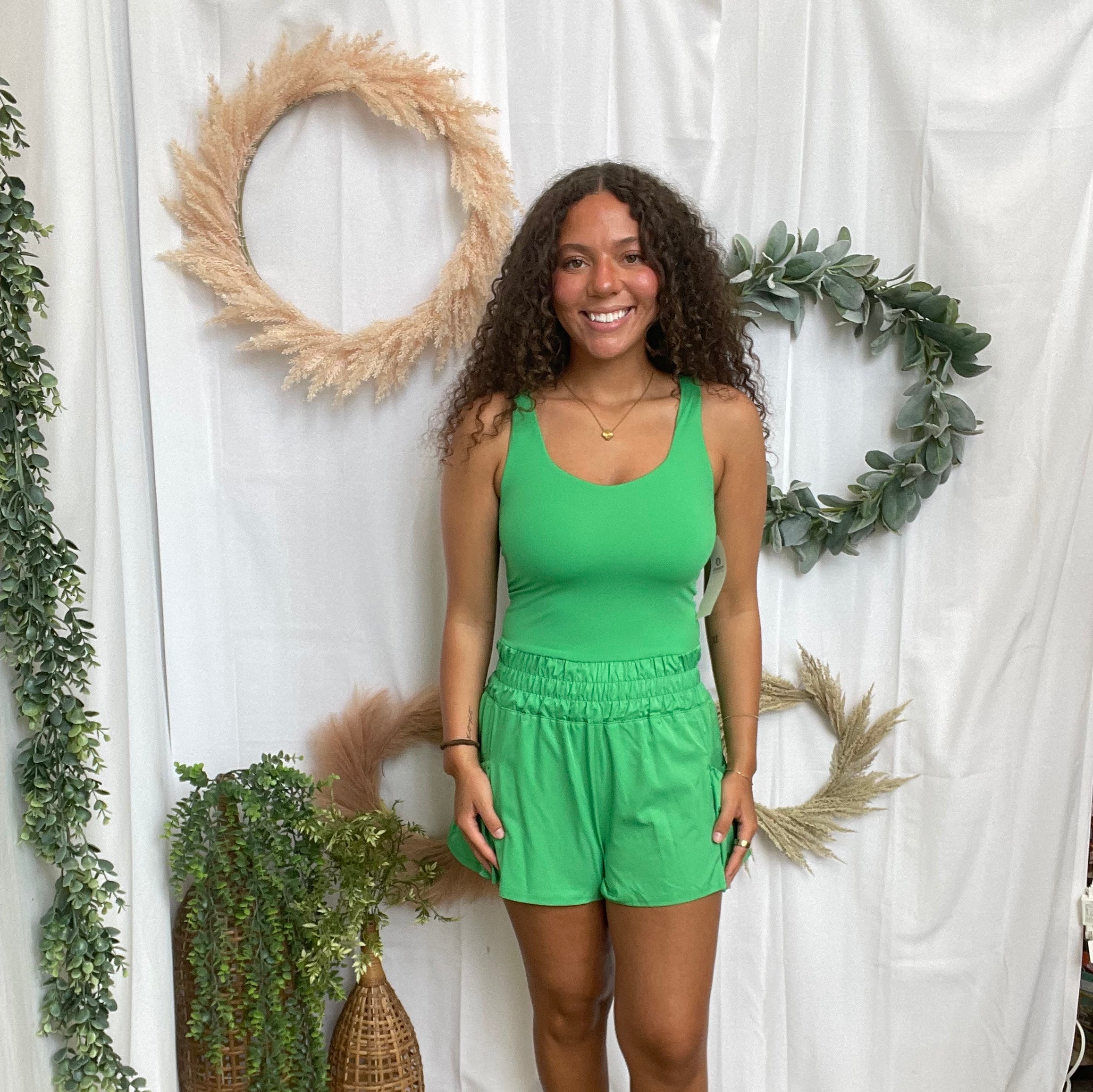 Flounce and Flow Romper-Green-Jumpsuits & Rompers-mono b-The Silo Boutique, Women's Fashion Boutique Located in Warren and Grand Forks North Dakota