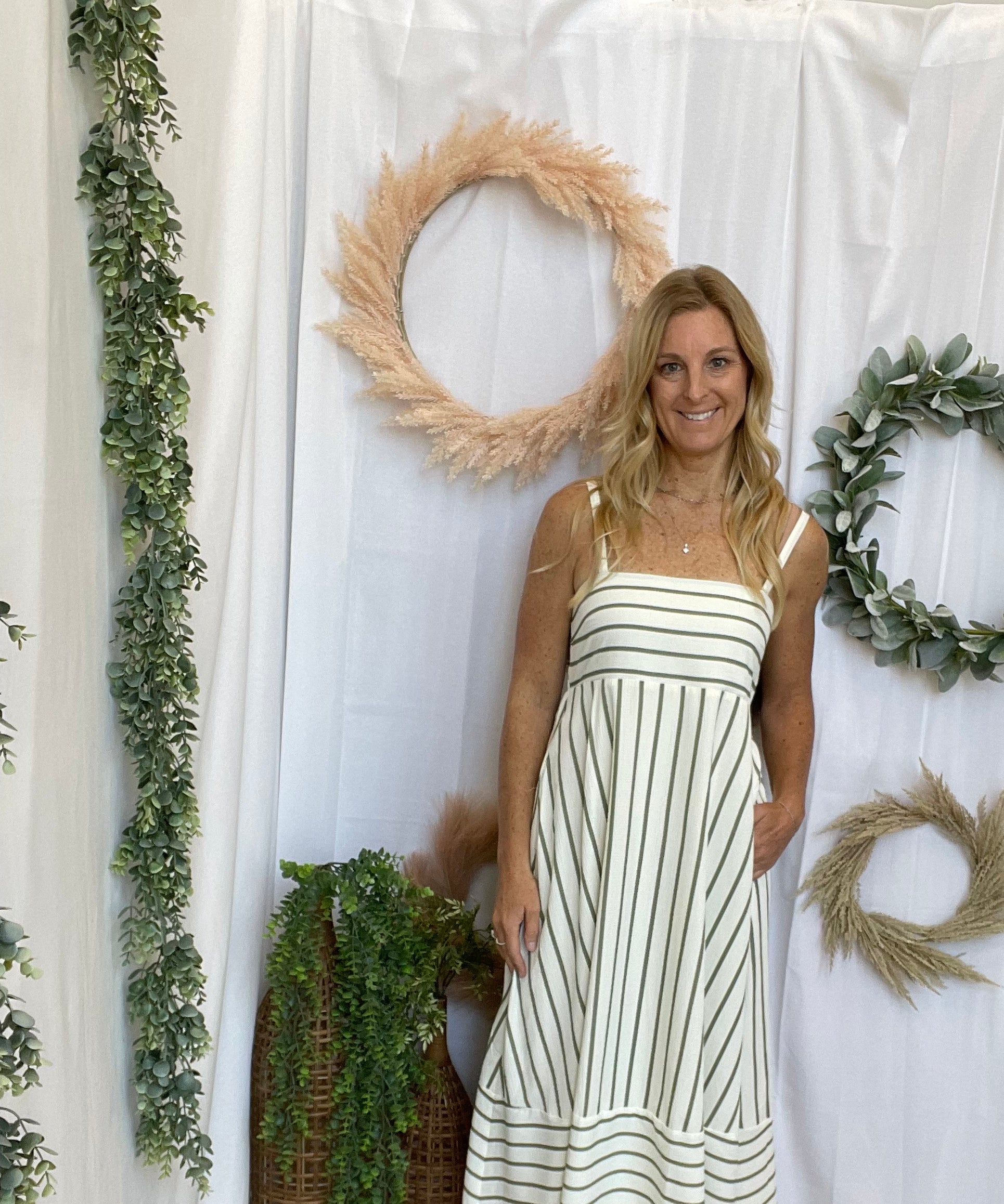 Stripe Maxi Dress-Olive-Dresses-fun2fun-The Silo Boutique, Women's Fashion Boutique Located in Warren and Grand Forks North Dakota
