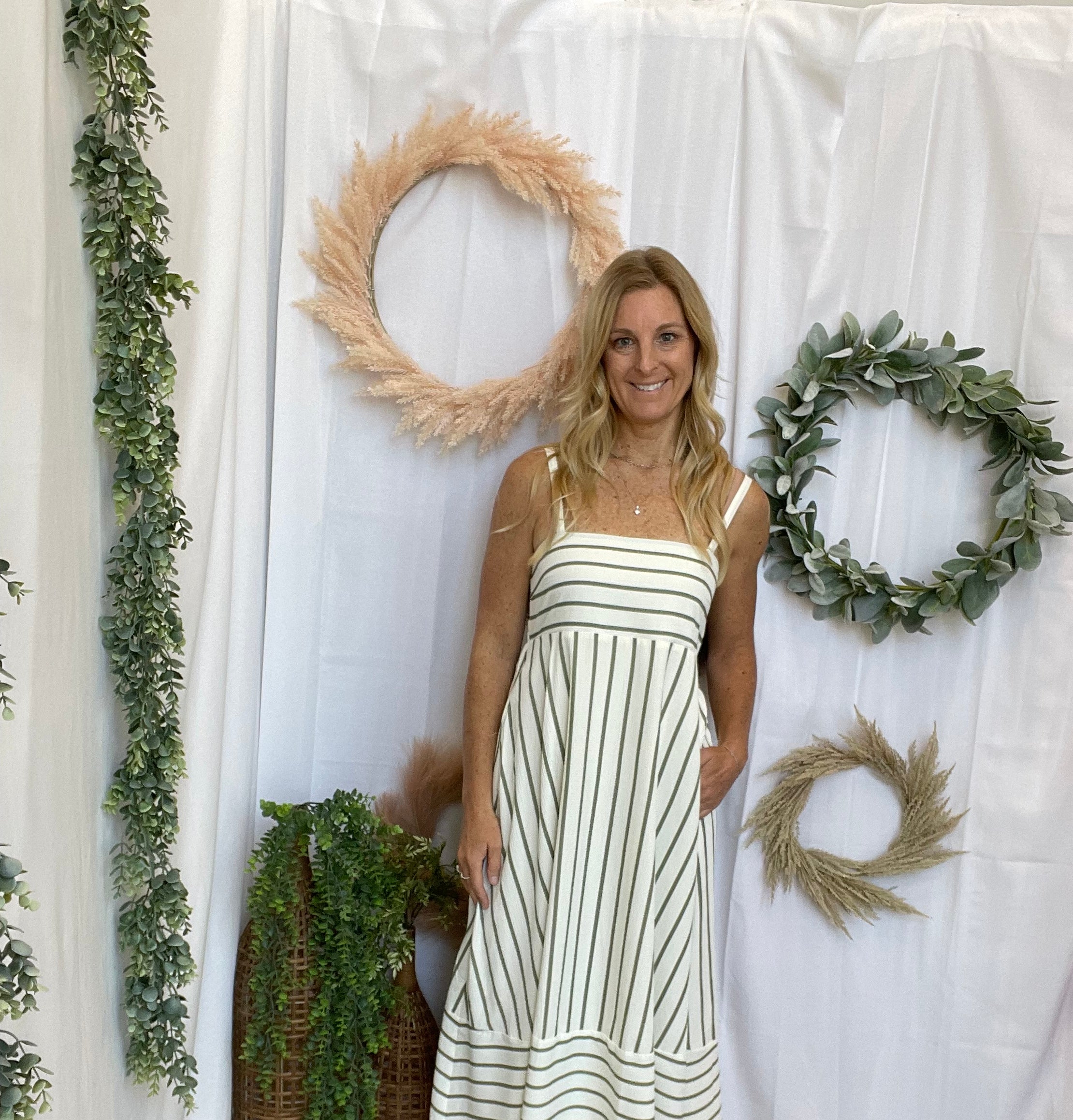 Stripe Maxi Dress-Olive-Dresses-fun2fun-The Silo Boutique, Women's Fashion Boutique Located in Warren and Grand Forks North Dakota