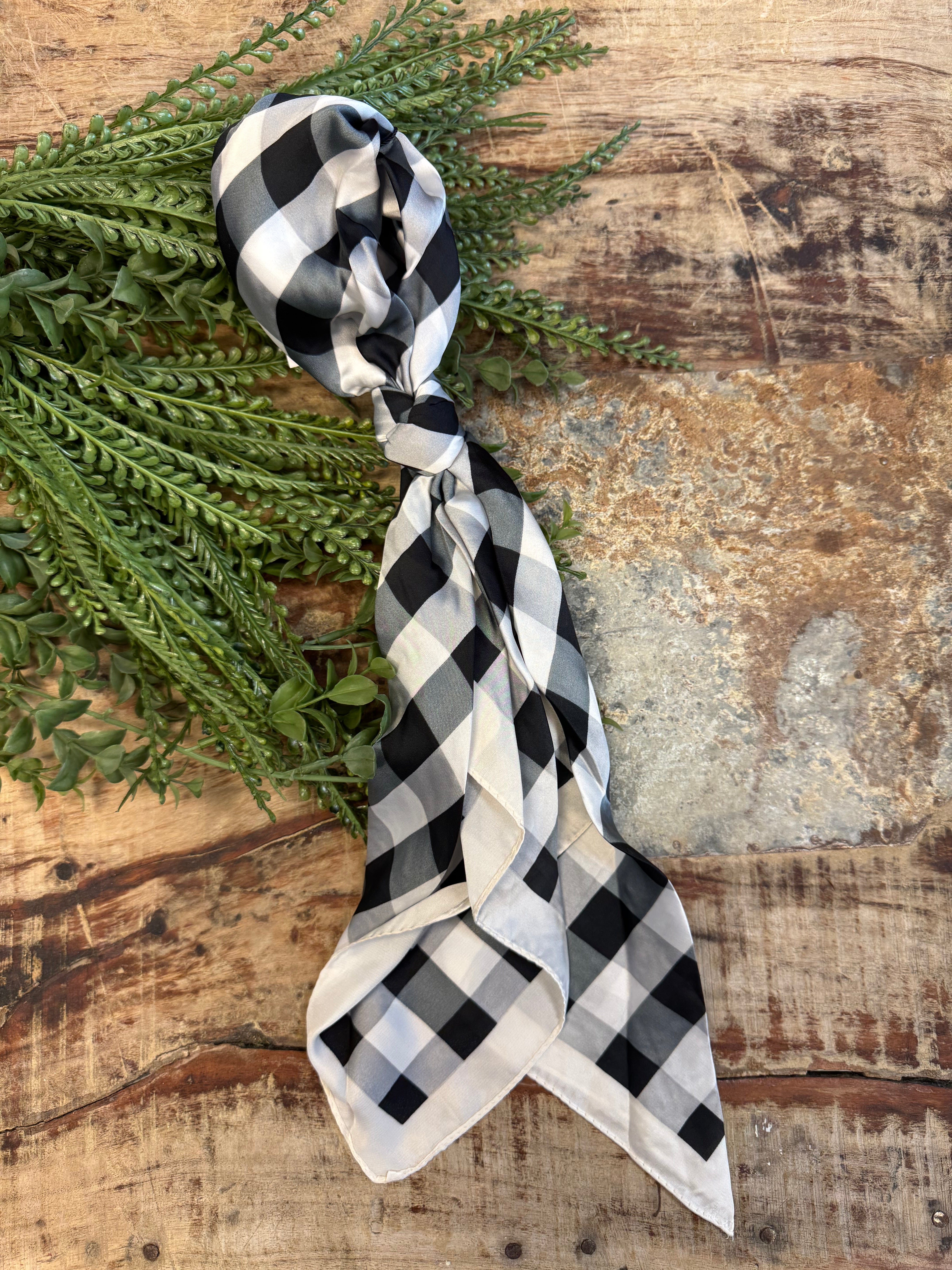Olivia Moss Scarf-Black/White Check-Scarf-dm-The Silo Boutique, Women's Fashion Boutique Located in Warren and Grand Forks North Dakota