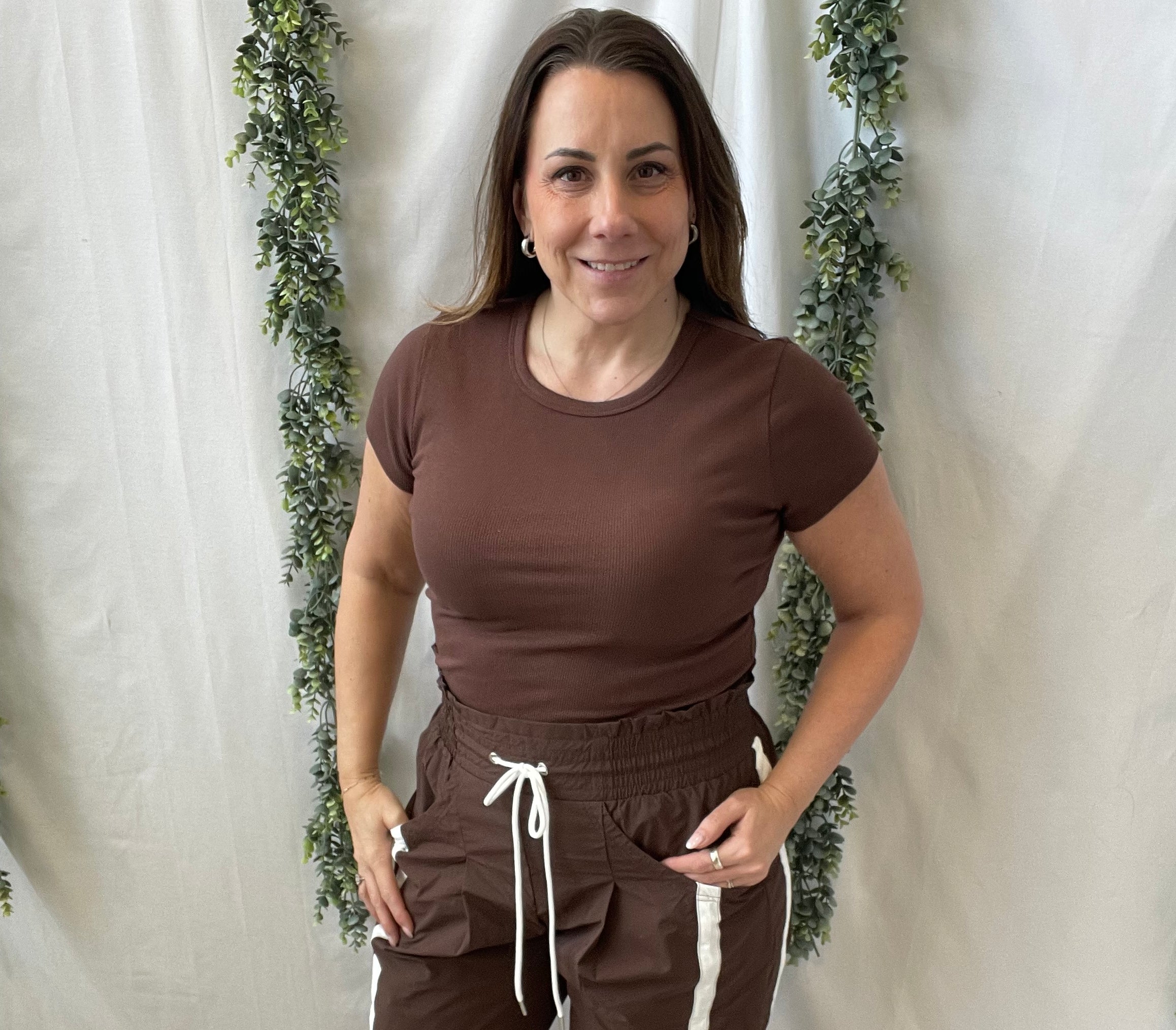 Bucket Windbreaker Pants-Brown-Pants-bucketlist-The Silo Boutique, Women's Fashion Boutique Located in Warren and Grand Forks North Dakota