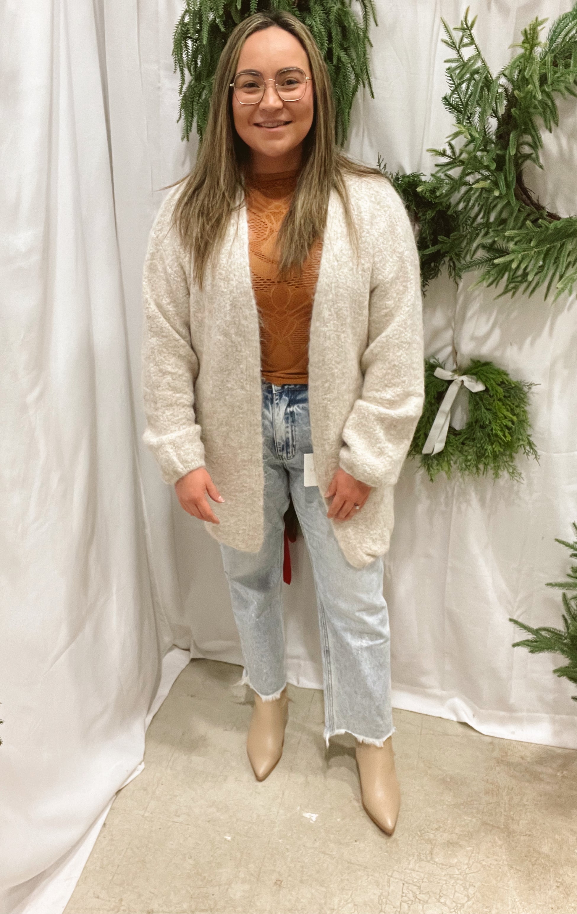 Oatmeal Brushed Sweater Cardigan-Cardigans-wishlist-The Silo Boutique, Women's Fashion Boutique Located in Warren and Grand Forks North Dakota