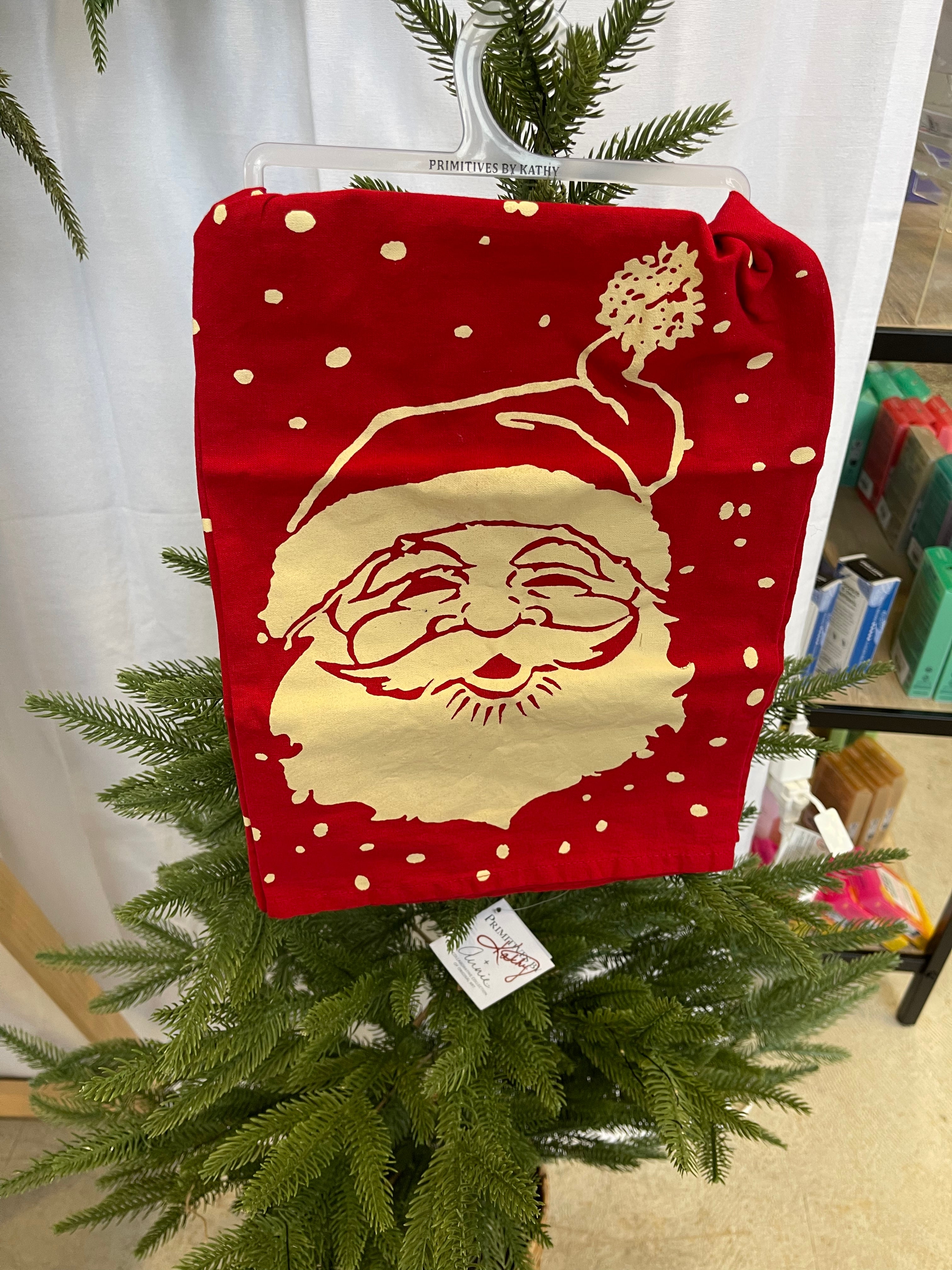 Santa Vintage Santa Kitchen Towel-Tea Towels-primitives-The Silo Boutique, Women's Fashion Boutique Located in Warren and Grand Forks North Dakota