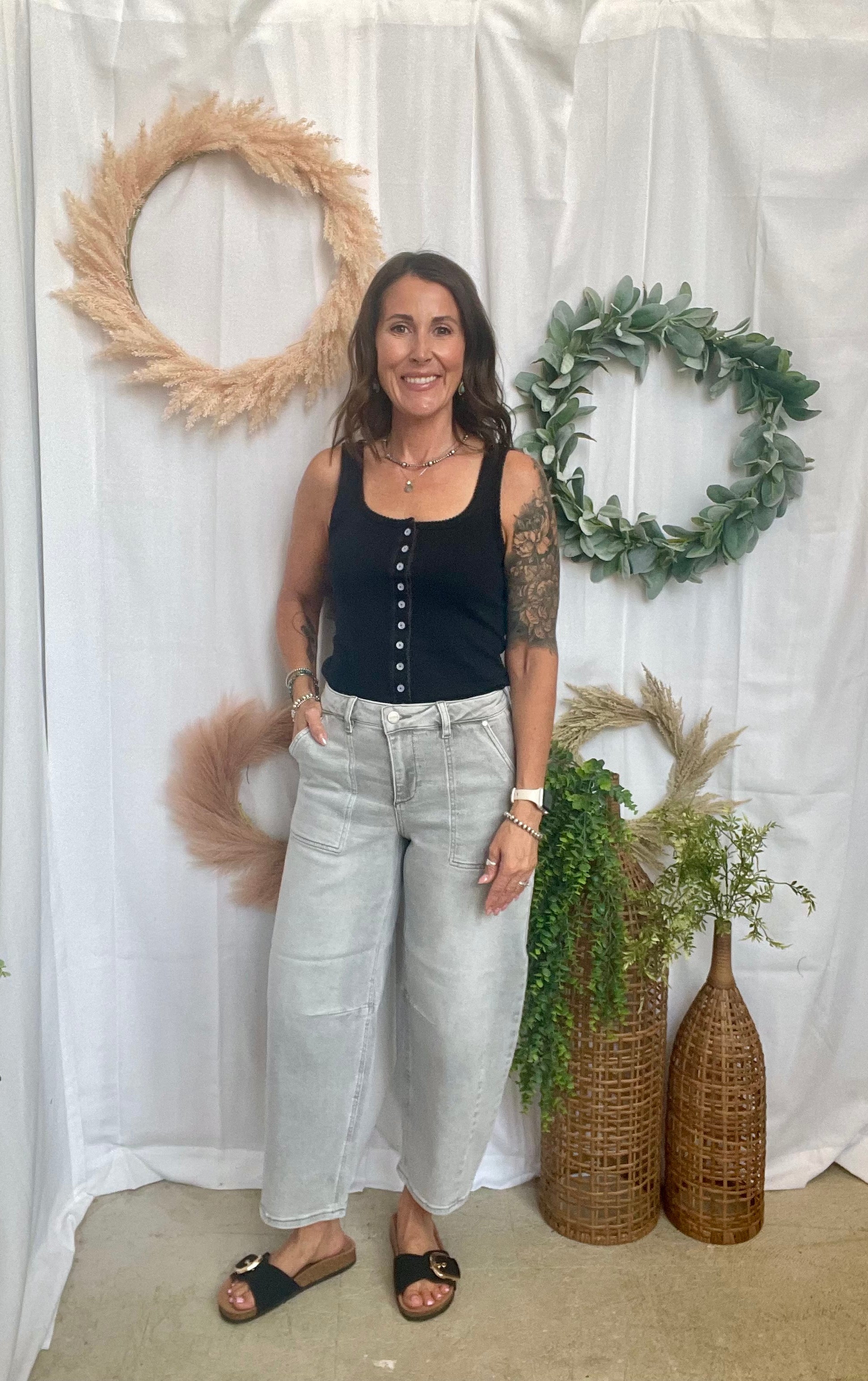Risen Grey Wash Slouchy Jeans-Jeans-risen-The Silo Boutique, Women's Fashion Boutique Located in Warren and Grand Forks North Dakota