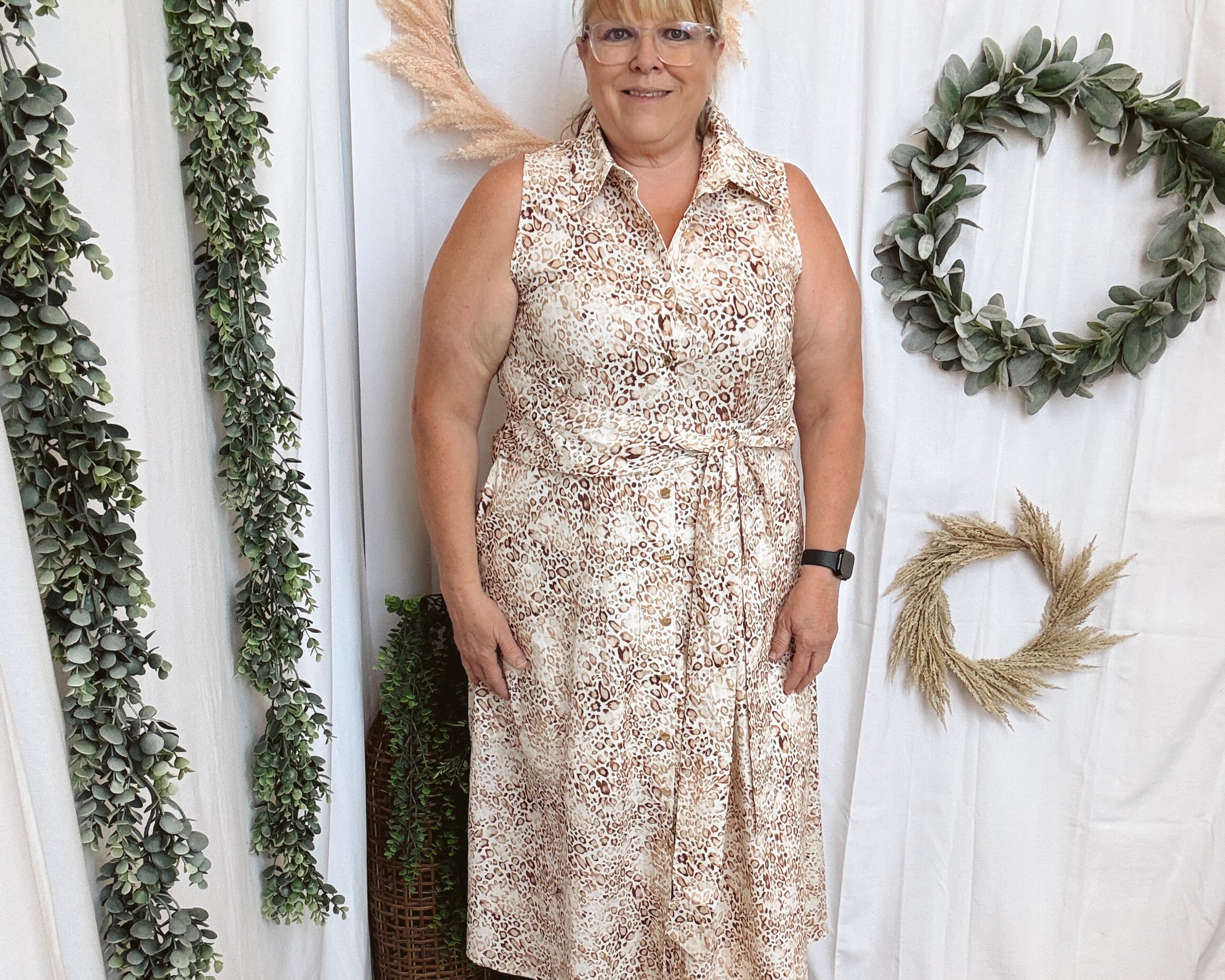 Kiki Animal Midi Dress-Dresses-ENTRO-The Silo Boutique, Women's Fashion Boutique Located in Warren and Grand Forks North Dakota