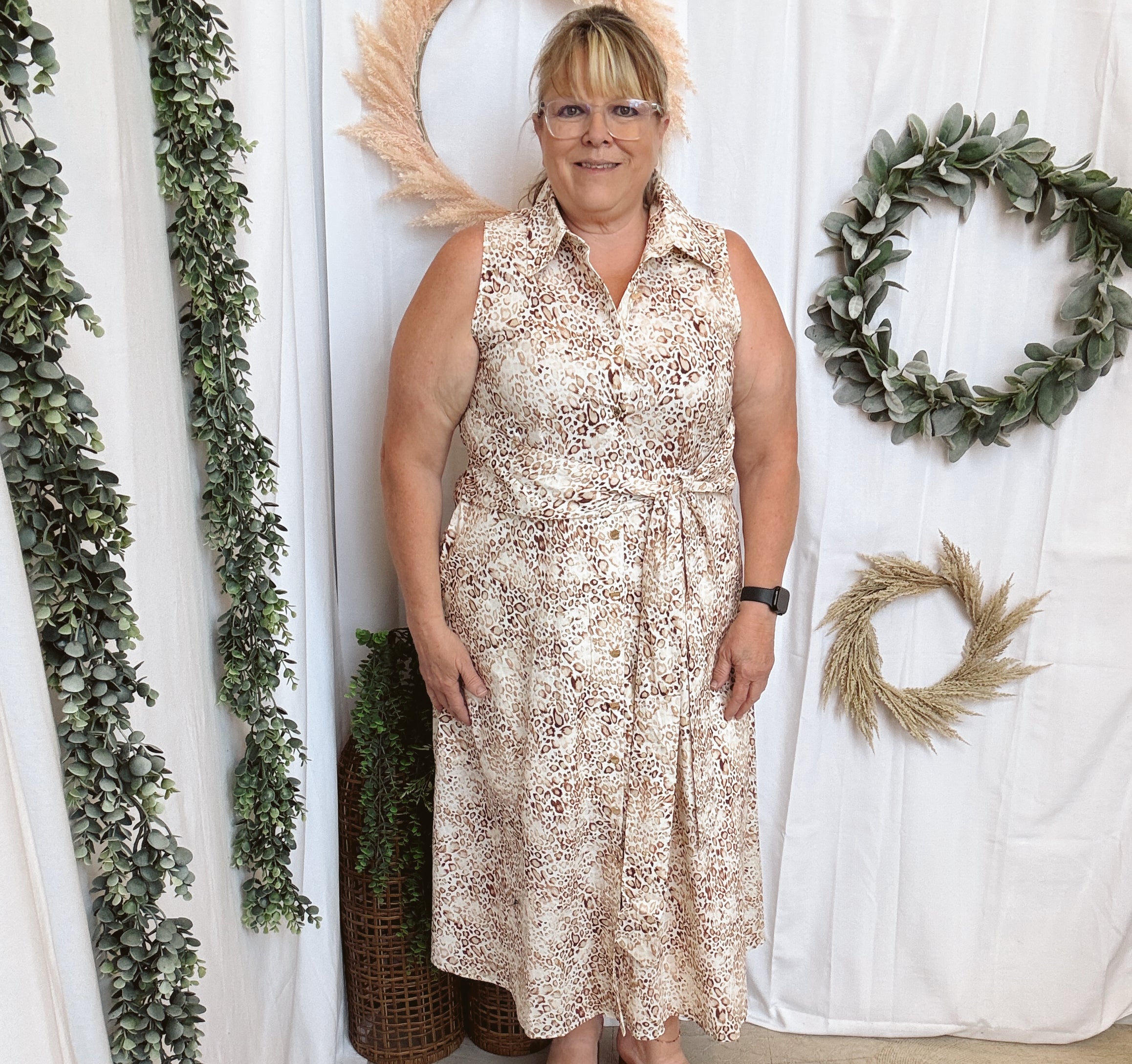 Kiki Animal Midi Dress-Dresses-ENTRO-The Silo Boutique, Women's Fashion Boutique Located in Warren and Grand Forks North Dakota