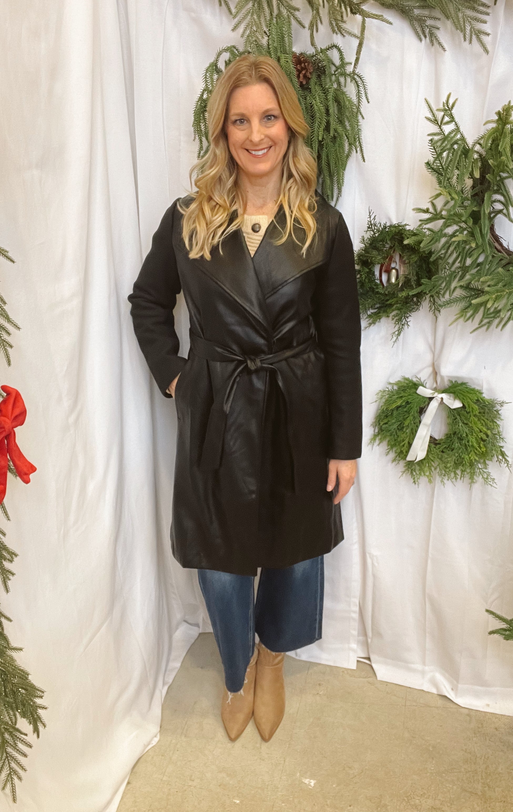 Hem and Thread Black Trench Coat-Coats & Jackets-hem and thread-The Silo Boutique, Women's Fashion Boutique Located in Warren and Grand Forks North Dakota
