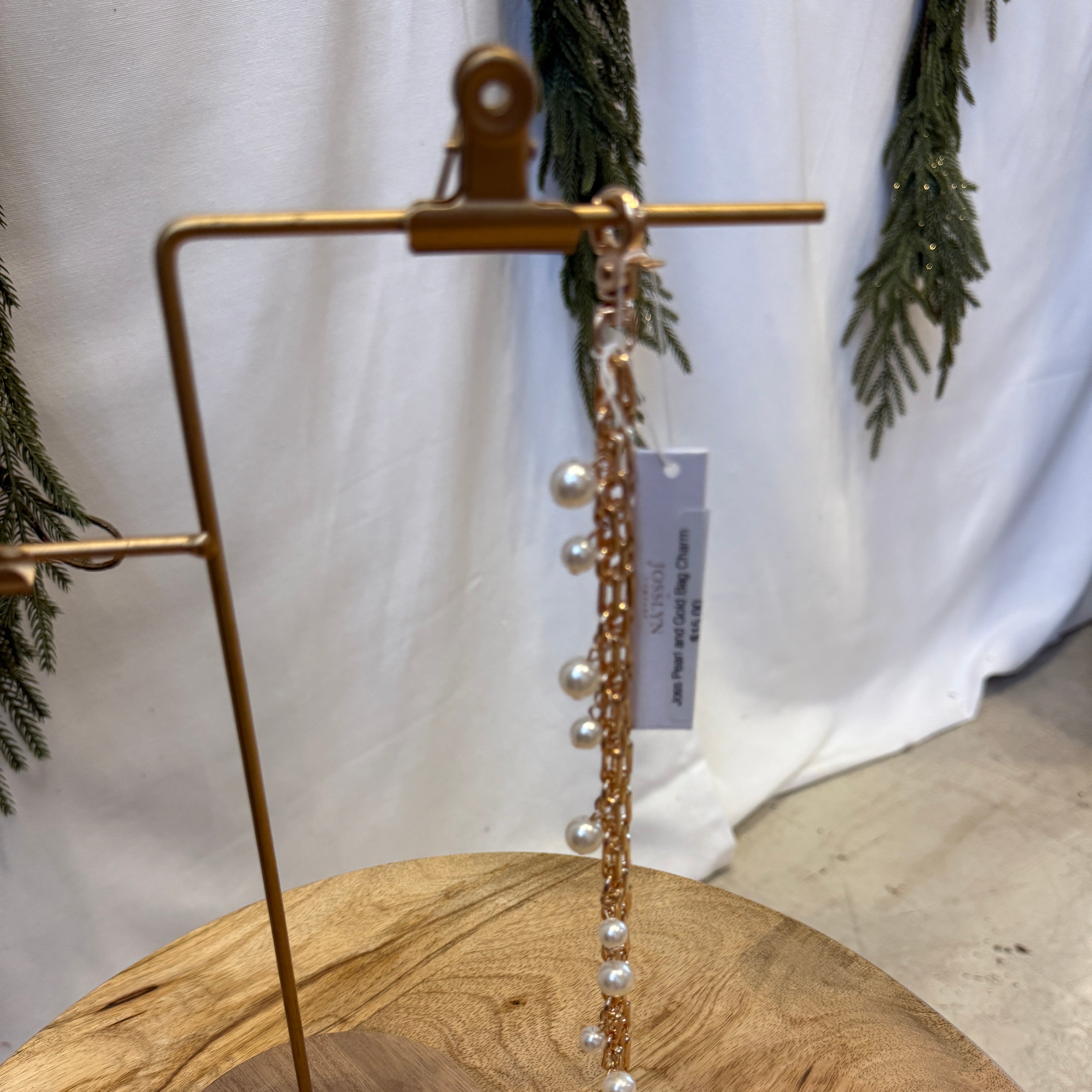 Joss Pearl and Gold Bag Charm-Purses-joss-The Silo Boutique, Women's Fashion Boutique Located in Warren and Grand Forks North Dakota