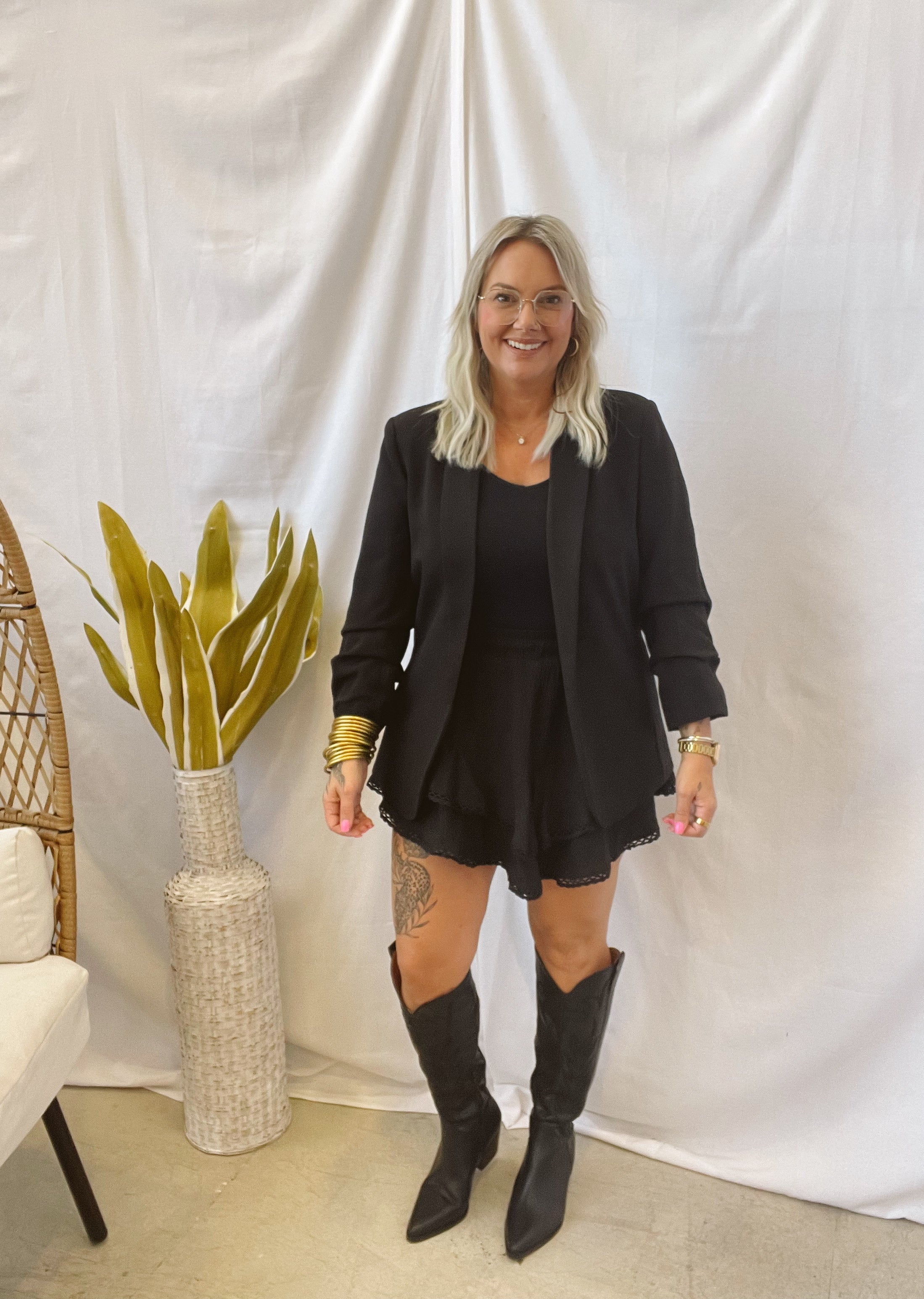 Classic Black Blazer-Blazers-eesome-The Silo Boutique, Women's Fashion Boutique Located in Warren and Grand Forks North Dakota