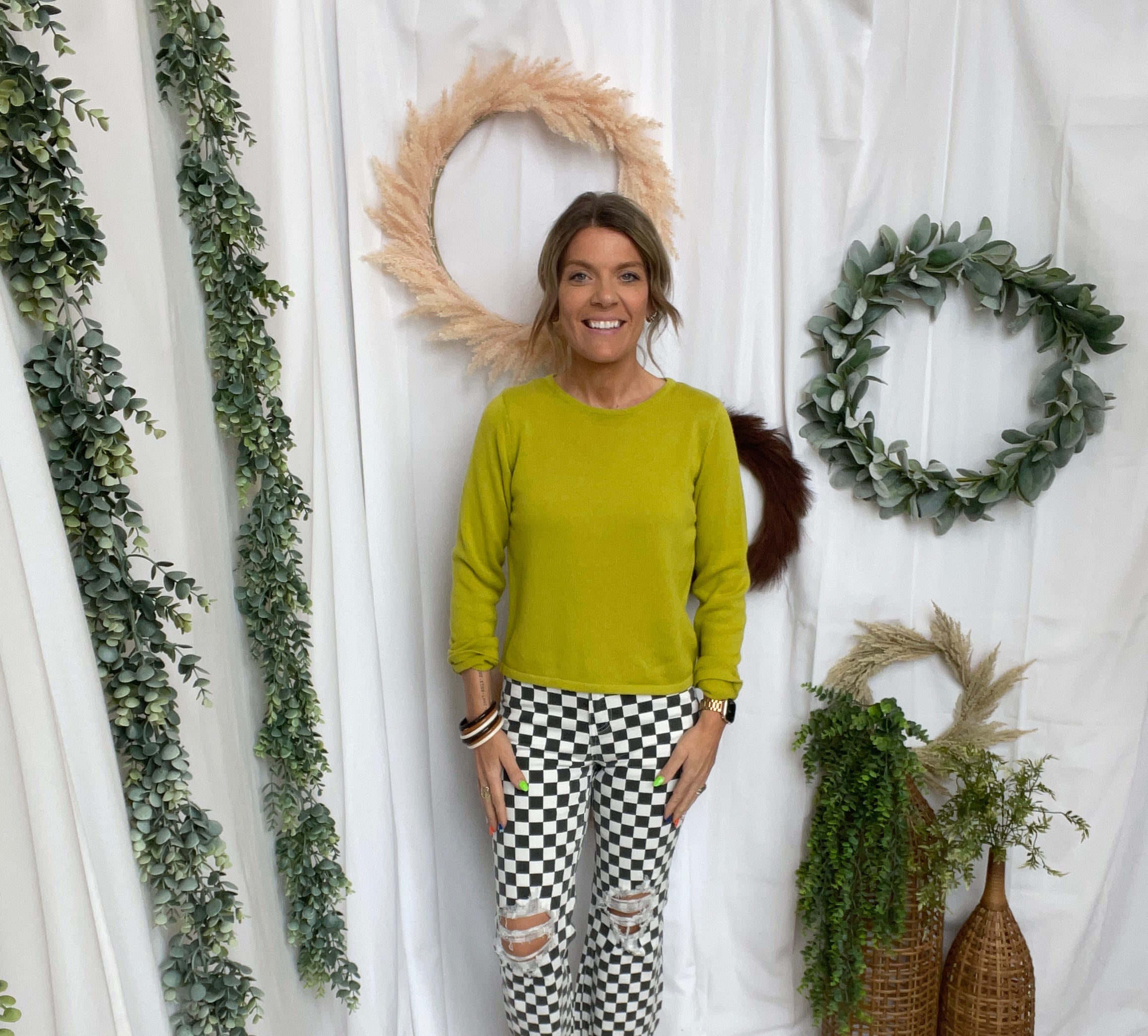 Crew Neck Knit Sweater-Lime-Sweaters-wishlist-The Silo Boutique, Women's Fashion Boutique Located in Warren and Grand Forks North Dakota