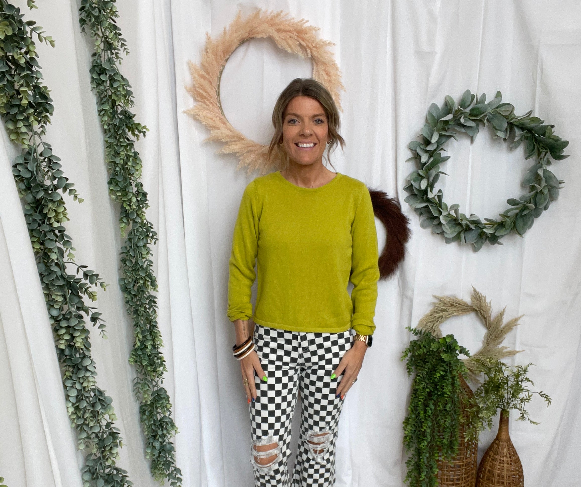 Crew Neck Knit Sweater-Lime-Sweaters-wishlist-The Silo Boutique, Women's Fashion Boutique Located in Warren and Grand Forks North Dakota