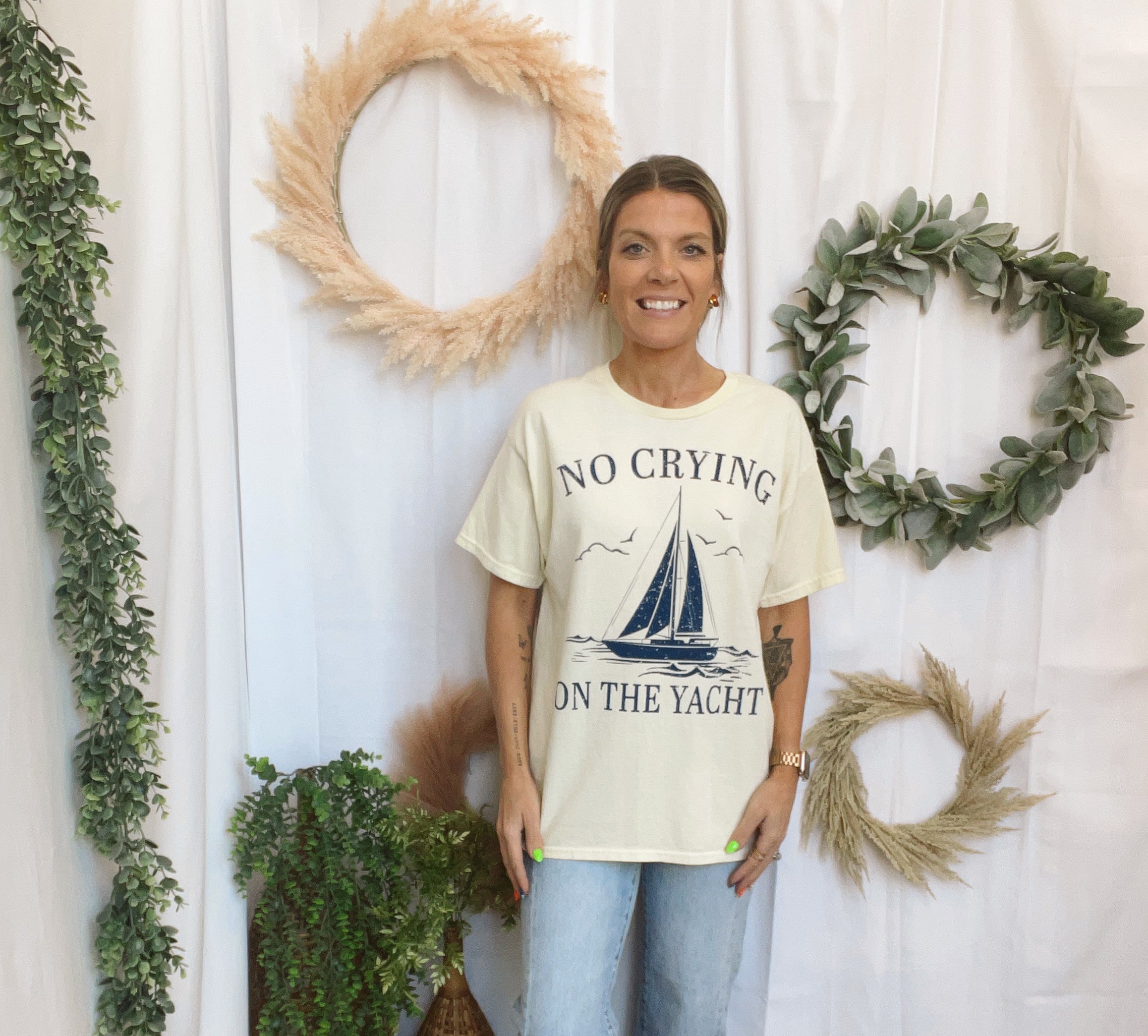 No Crying on the Yacht Club-Graphic Tees-sweet claire-The Silo Boutique, Women's Fashion Boutique Located in Warren and Grand Forks North Dakota