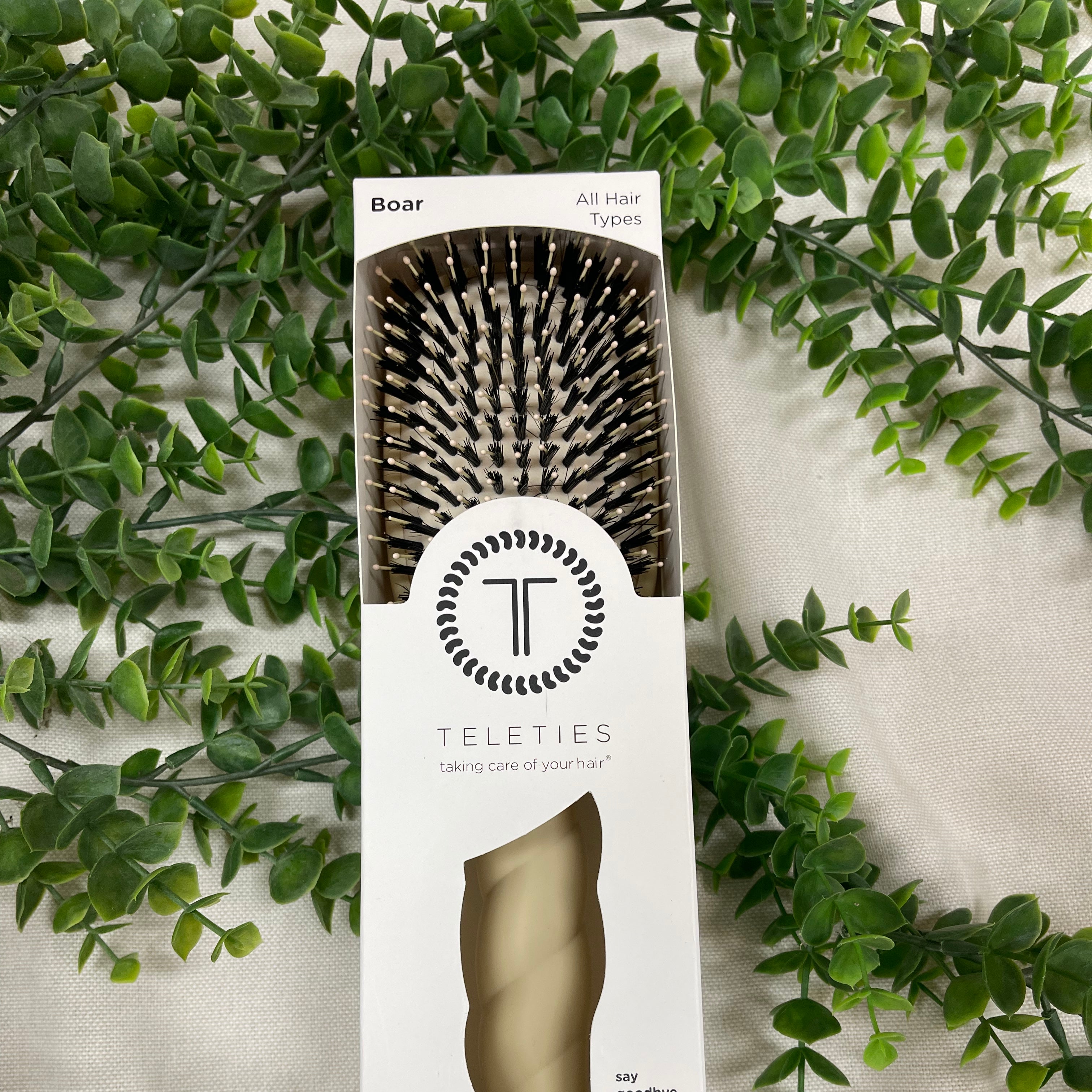 Teleties Boar Bristle Hair Brush - Tan-Hair Accessories-teleties-The Silo Boutique, Women's Fashion Boutique Located in Warren and Grand Forks North Dakota