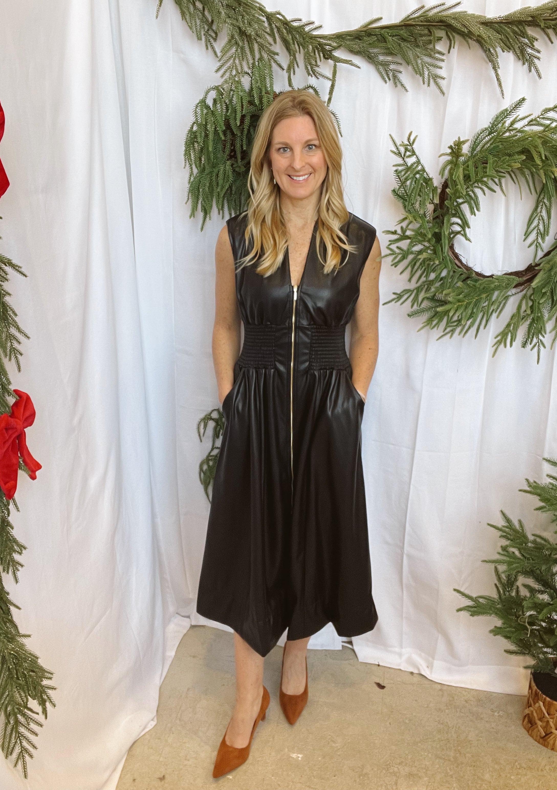 Black Leather Zip Up Dress-Dresses-fate-The Silo Boutique, Women's Fashion Boutique Located in Warren and Grand Forks North Dakota