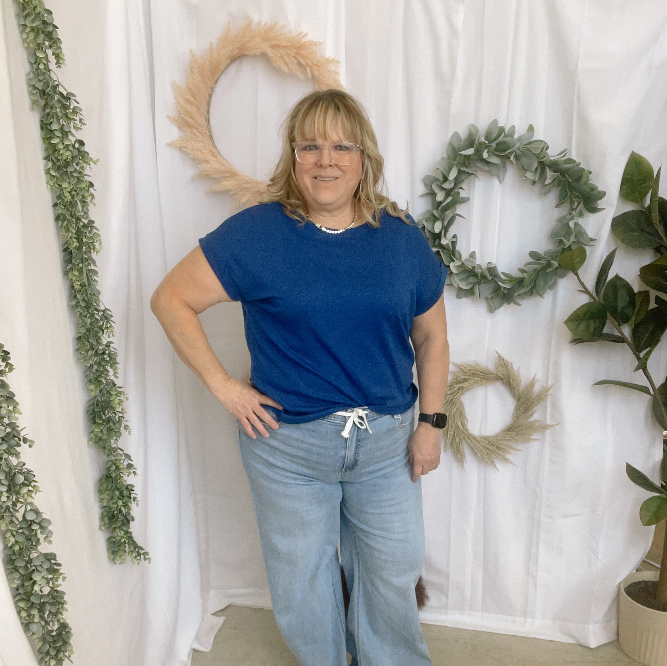 Kelly Slub Rolled Sleeve Tee-Short Sleeve Tops-Zenana-The Silo Boutique, Women's Fashion Boutique Located in Warren and Grand Forks North Dakota