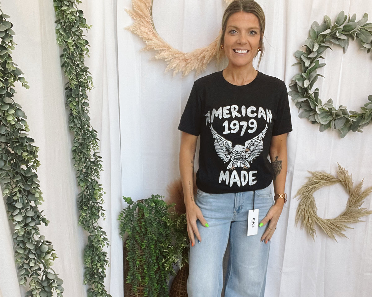 American 1979 Made Tee-Graphic Tees-faire-The Silo Boutique, Women's Fashion Boutique Located in Warren and Grand Forks North Dakota
