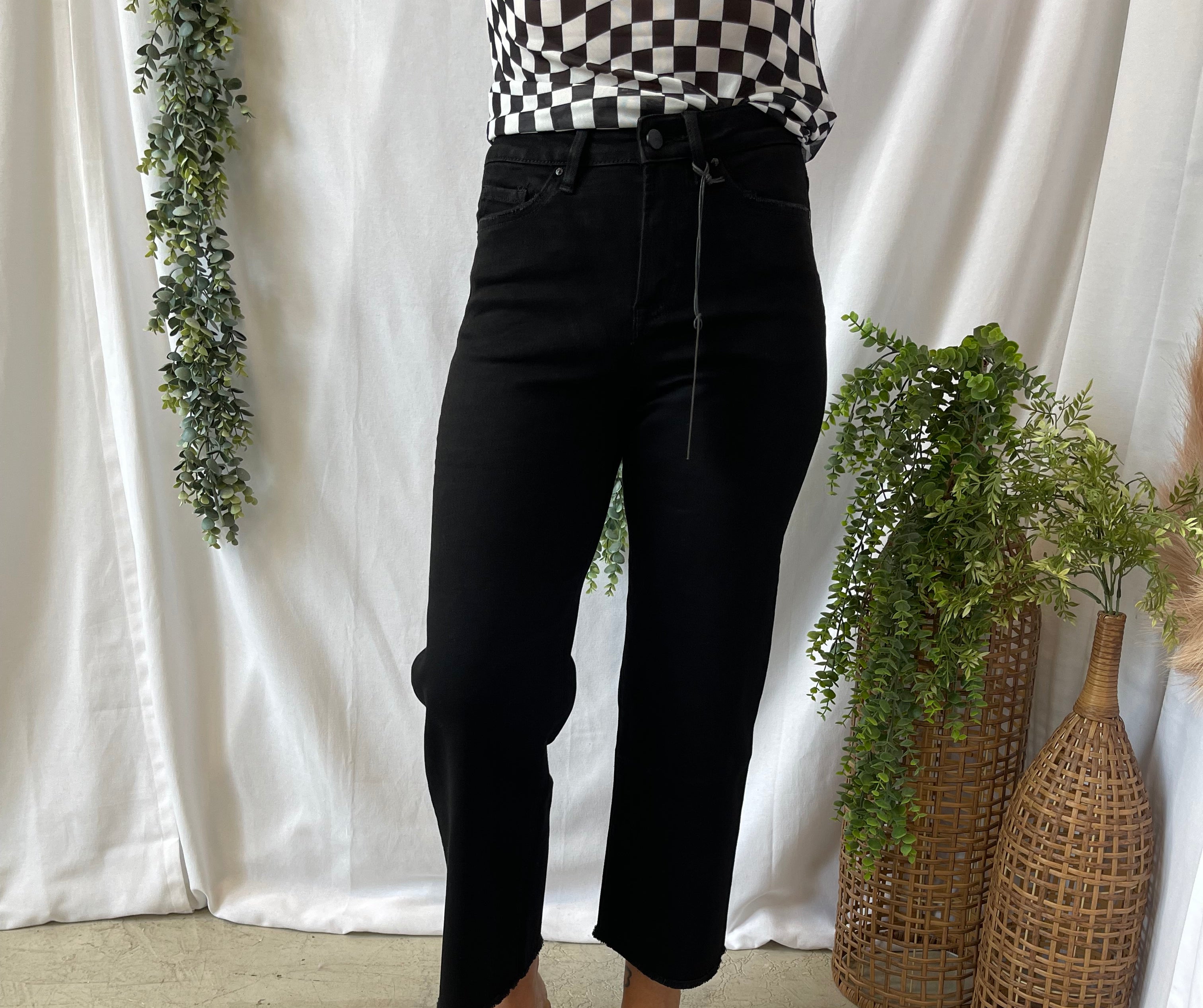 Mica Black Beauty Wide Leg Jeans-Jeans-mica-The Silo Boutique, Women's Fashion Boutique Located in Warren and Grand Forks North Dakota