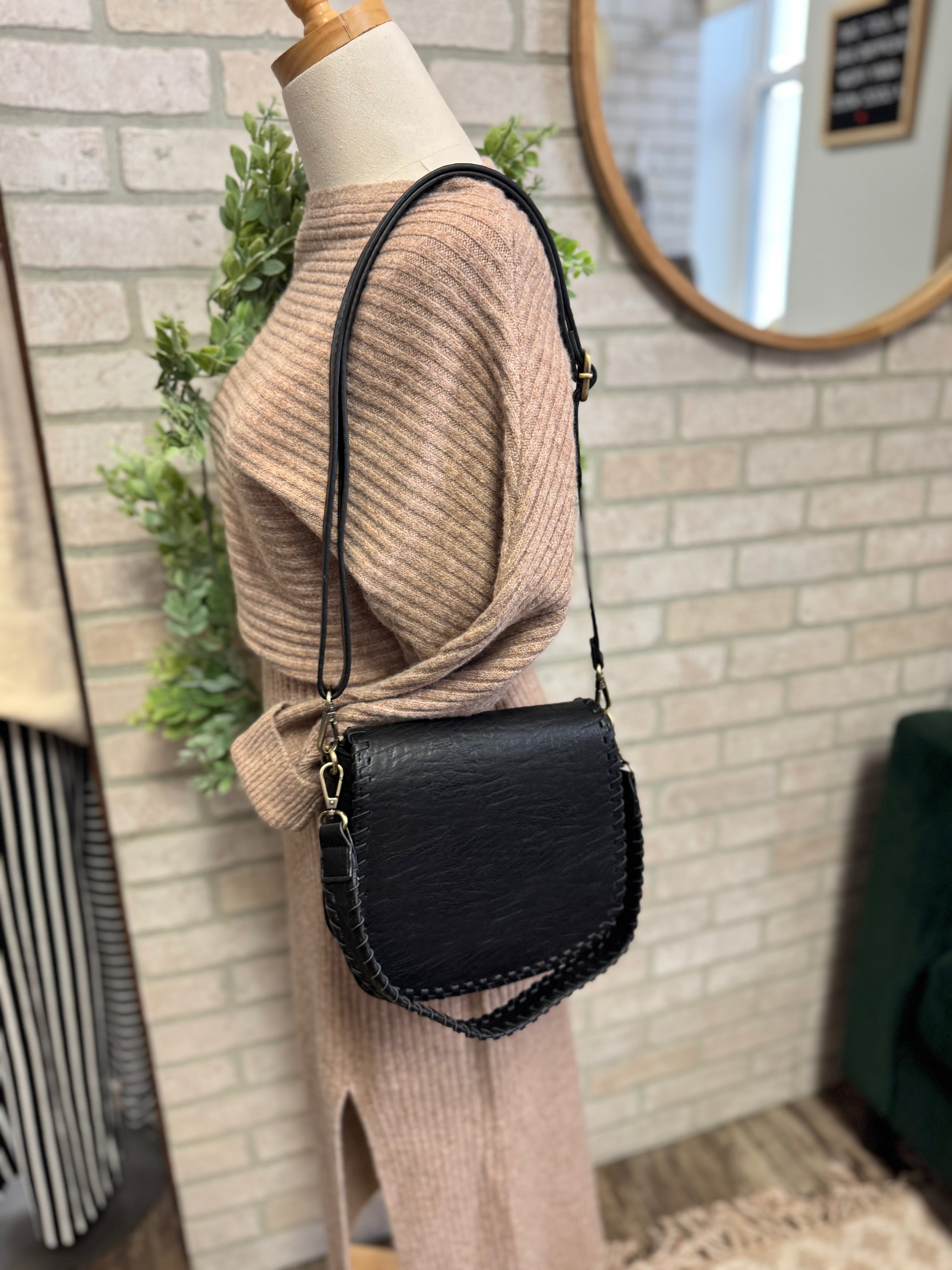 Joy Susan Annie Whipstitch Crossbody Purse-Black-Purses-joy susan-The Silo Boutique, Women's Fashion Boutique Located in Warren and Grand Forks North Dakota