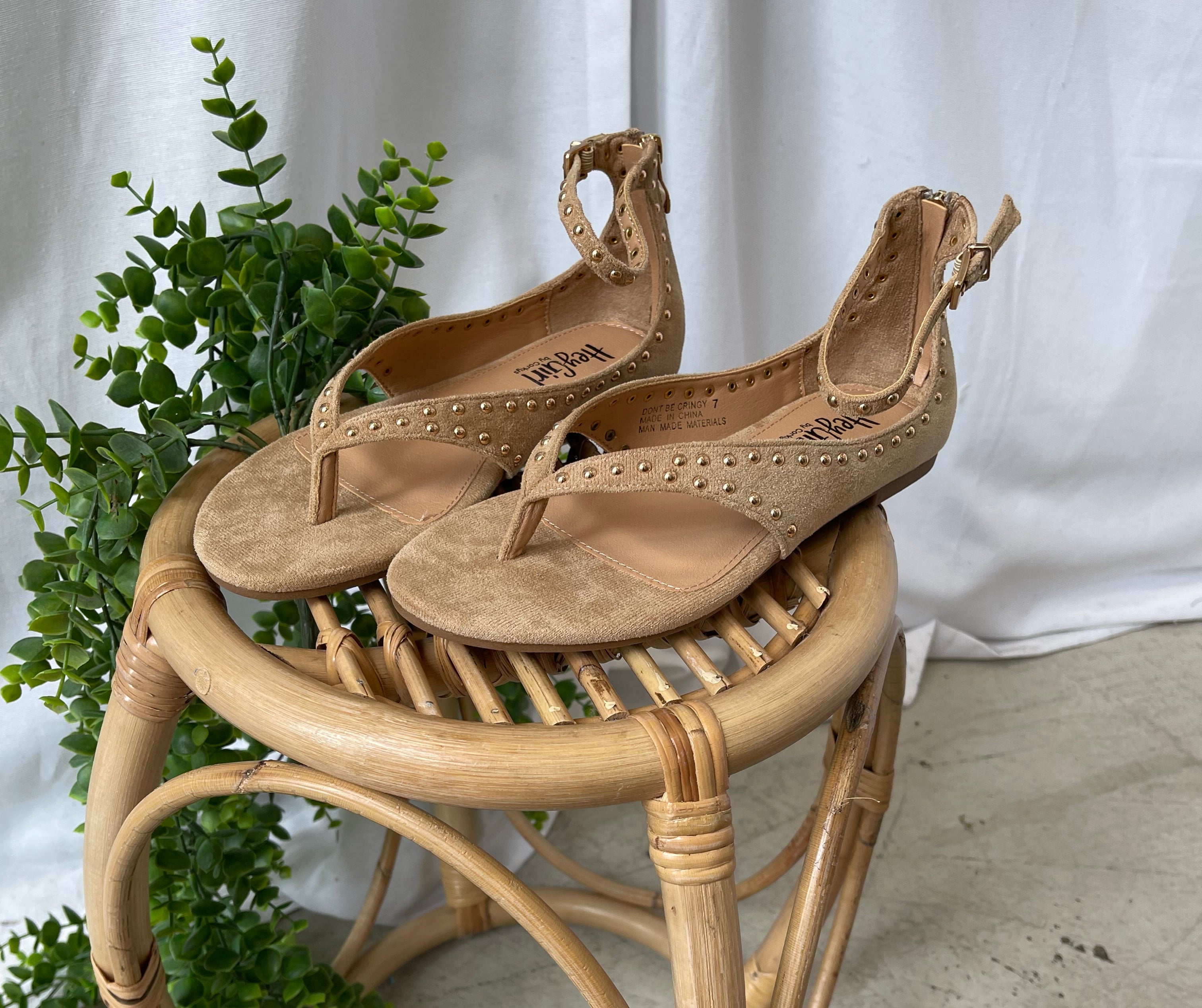 Corky's Don't Be Cringy Camel Suede Sandal-Sandals-corkys-The Silo Boutique, Women's Fashion Boutique Located in Warren and Grand Forks North Dakota