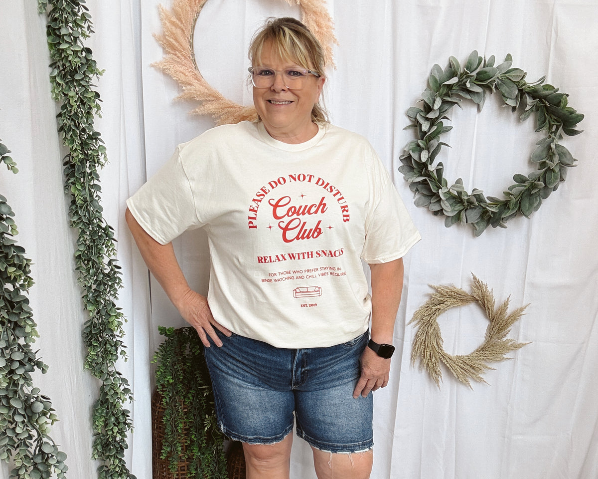 Couch Club Tee Shirt-Graphic Tees-faire-The Silo Boutique, Women's Fashion Boutique Located in Warren and Grand Forks North Dakota