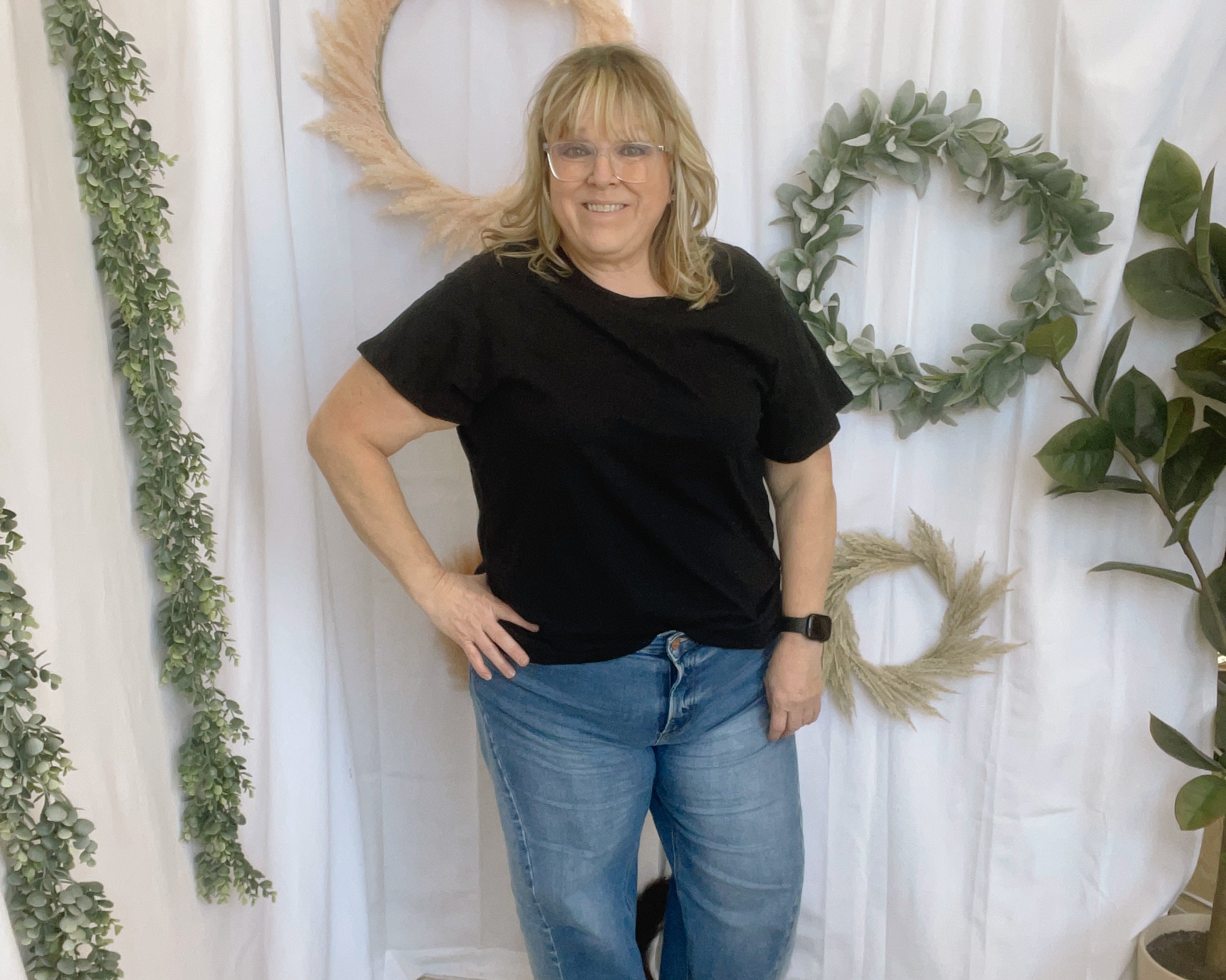 Boyfriend Round Neck Tee-Black-Short Sleeve Tops-Zenana-The Silo Boutique, Women's Fashion Boutique Located in Warren and Grand Forks North Dakota