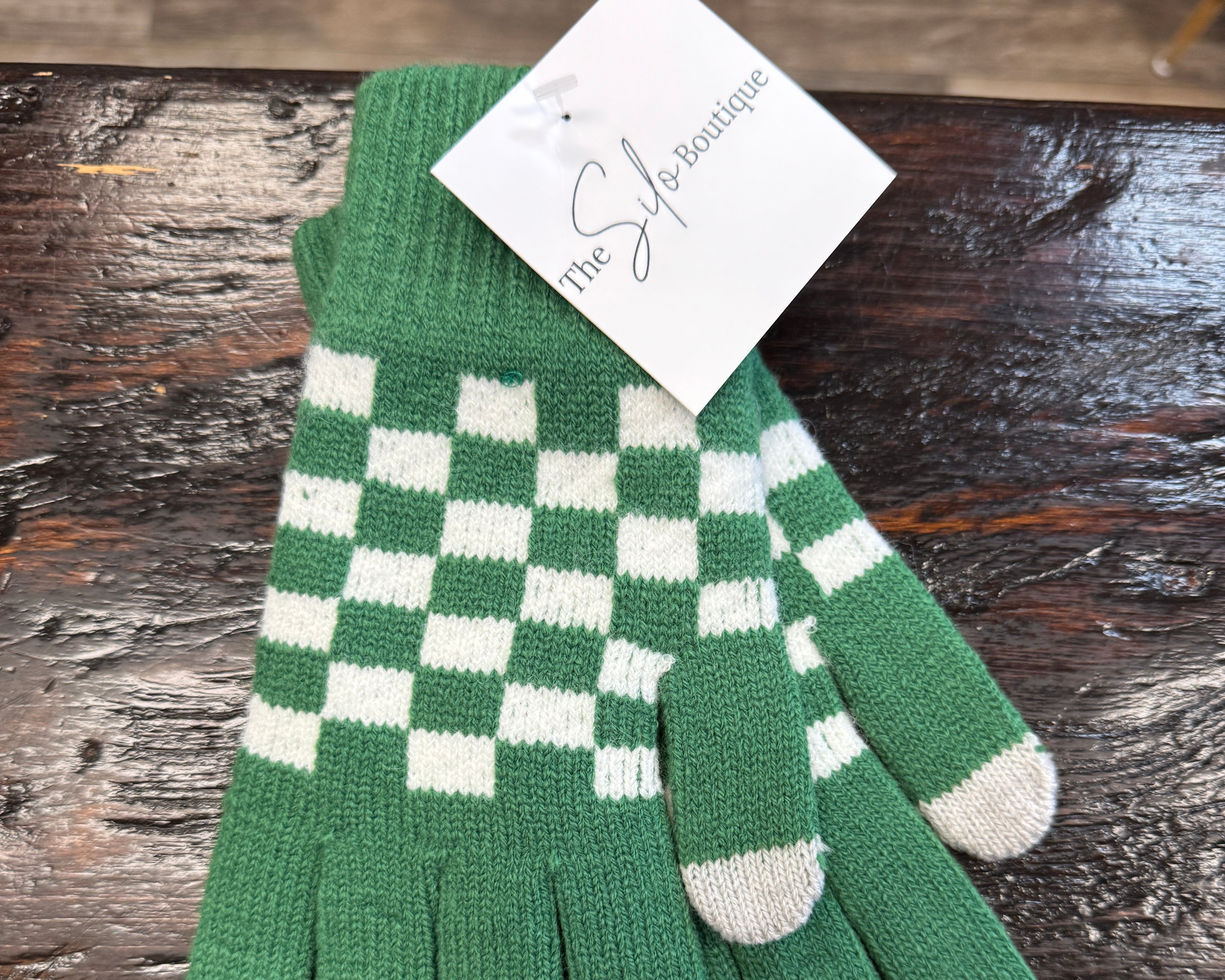 Checkered Finger Gloves-Gloves & Mittens-joss-The Silo Boutique, Women's Fashion Boutique Located in Warren and Grand Forks North Dakota