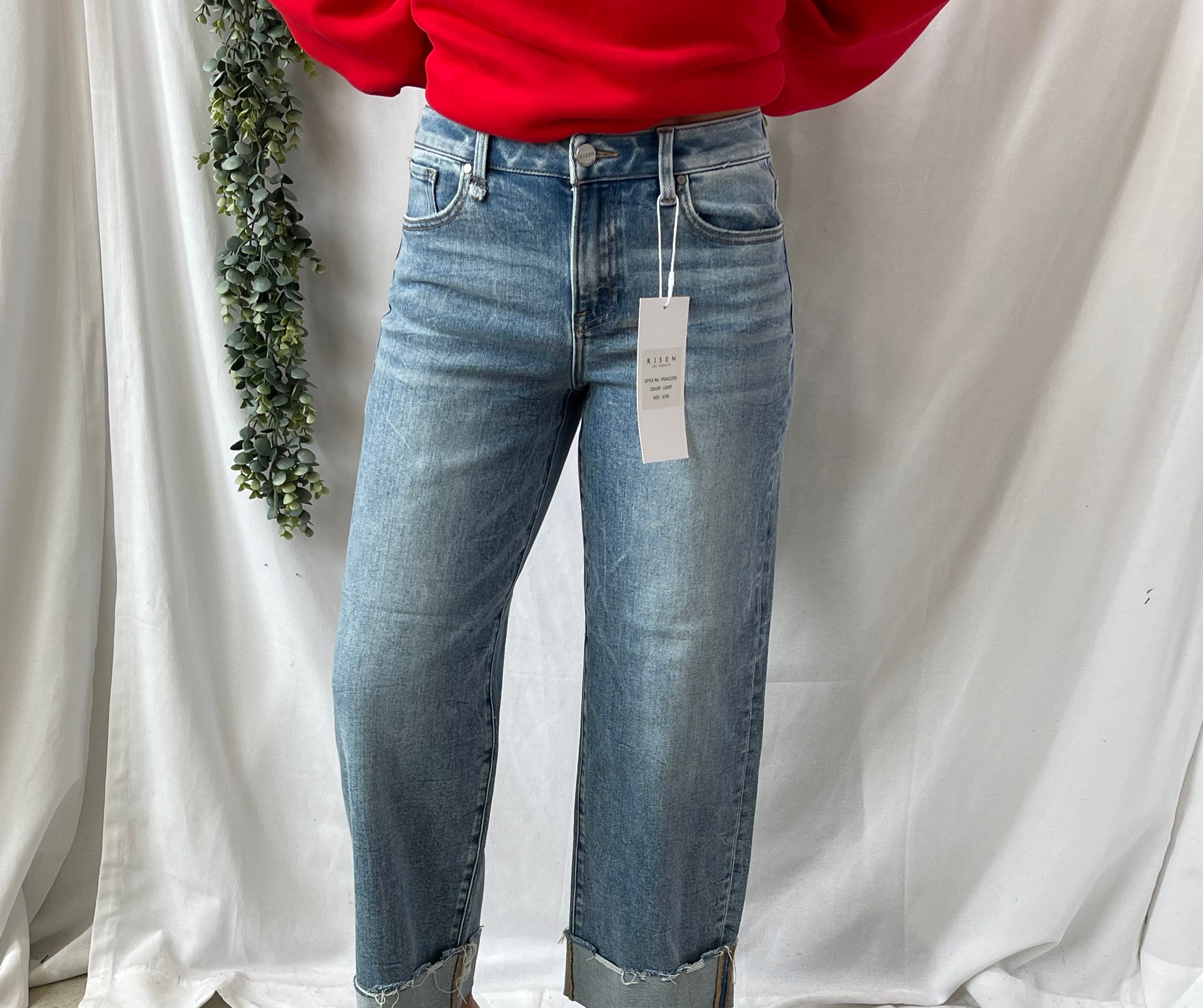 Risen Cuffed Boyfriend Jeans-Jeans-risen-The Silo Boutique, Women's Fashion Boutique Located in Warren and Grand Forks North Dakota