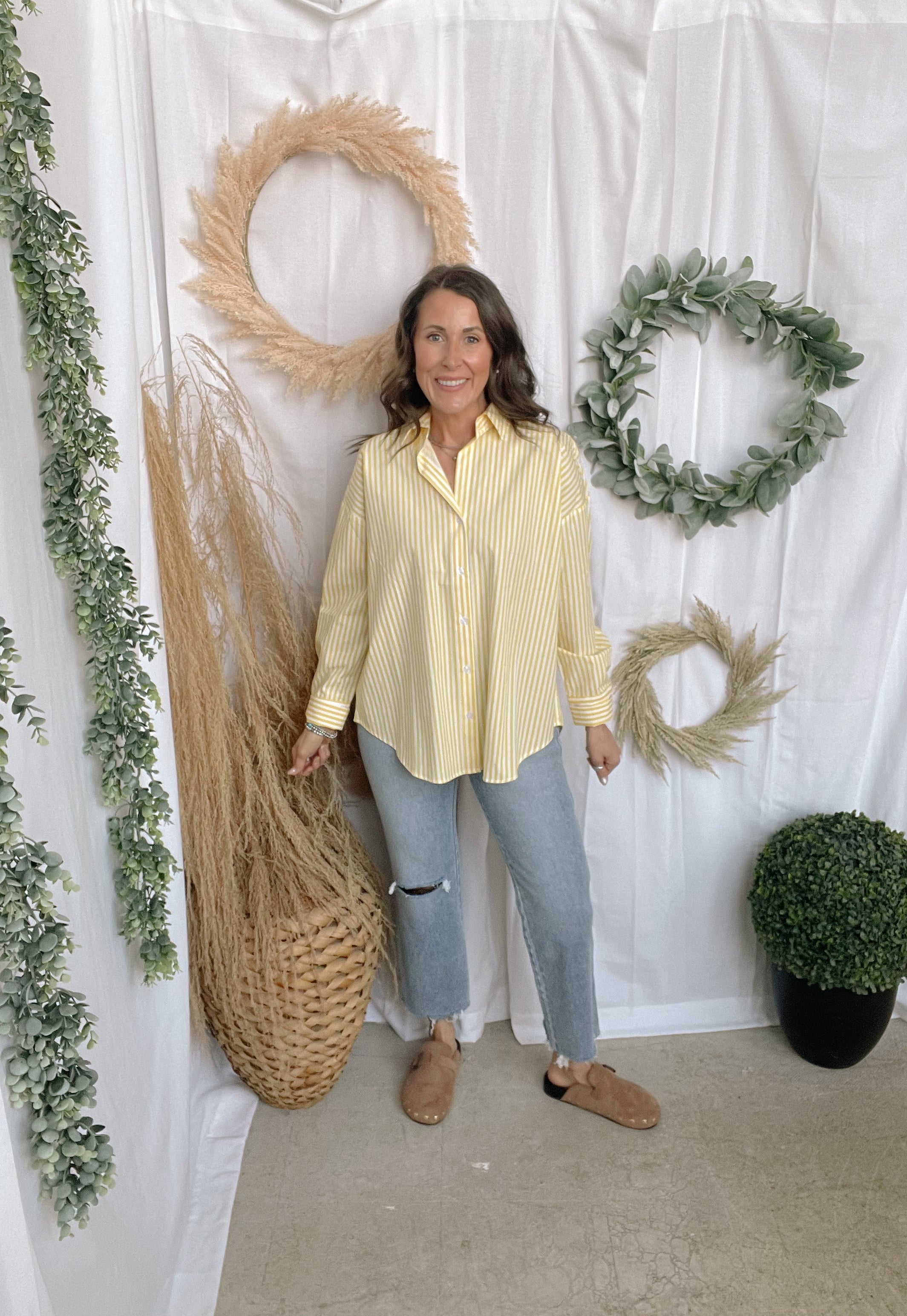 Elizabeth Button Down Top-Yellow-Long Sleeve Tops-hyfve-The Silo Boutique, Women's Fashion Boutique Located in Warren and Grand Forks North Dakota