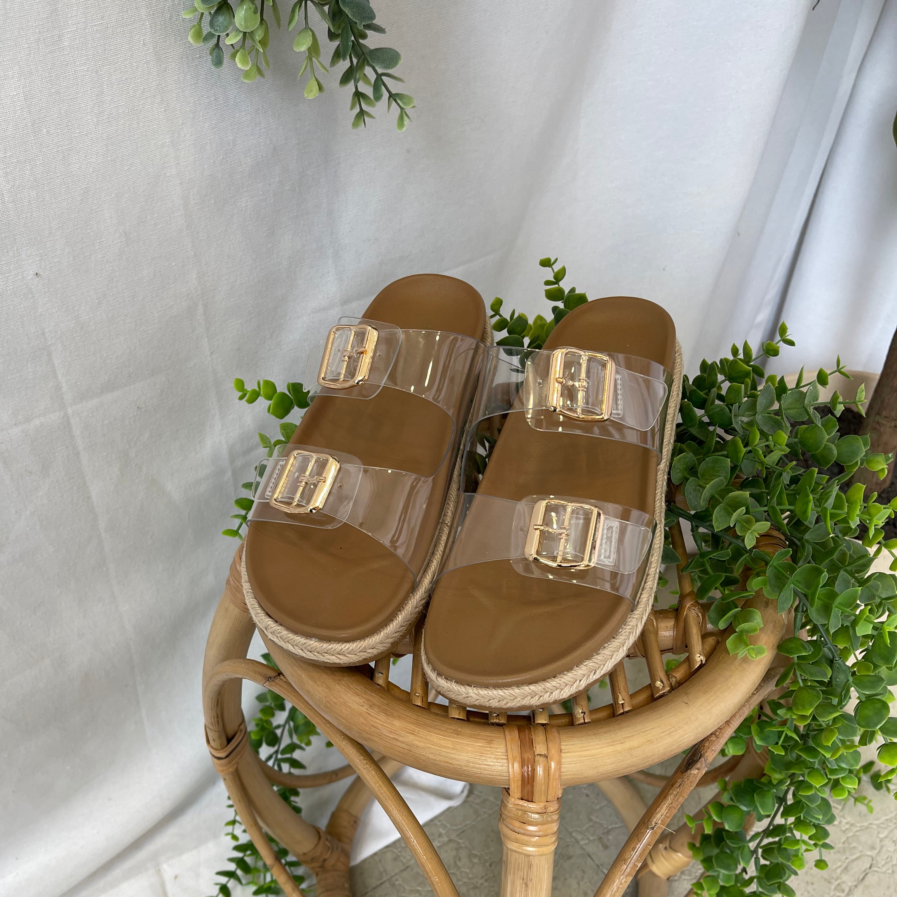 Soda Crest Clear Sandal-Shoes-soda-The Silo Boutique, Women's Fashion Boutique Located in Warren and Grand Forks North Dakota