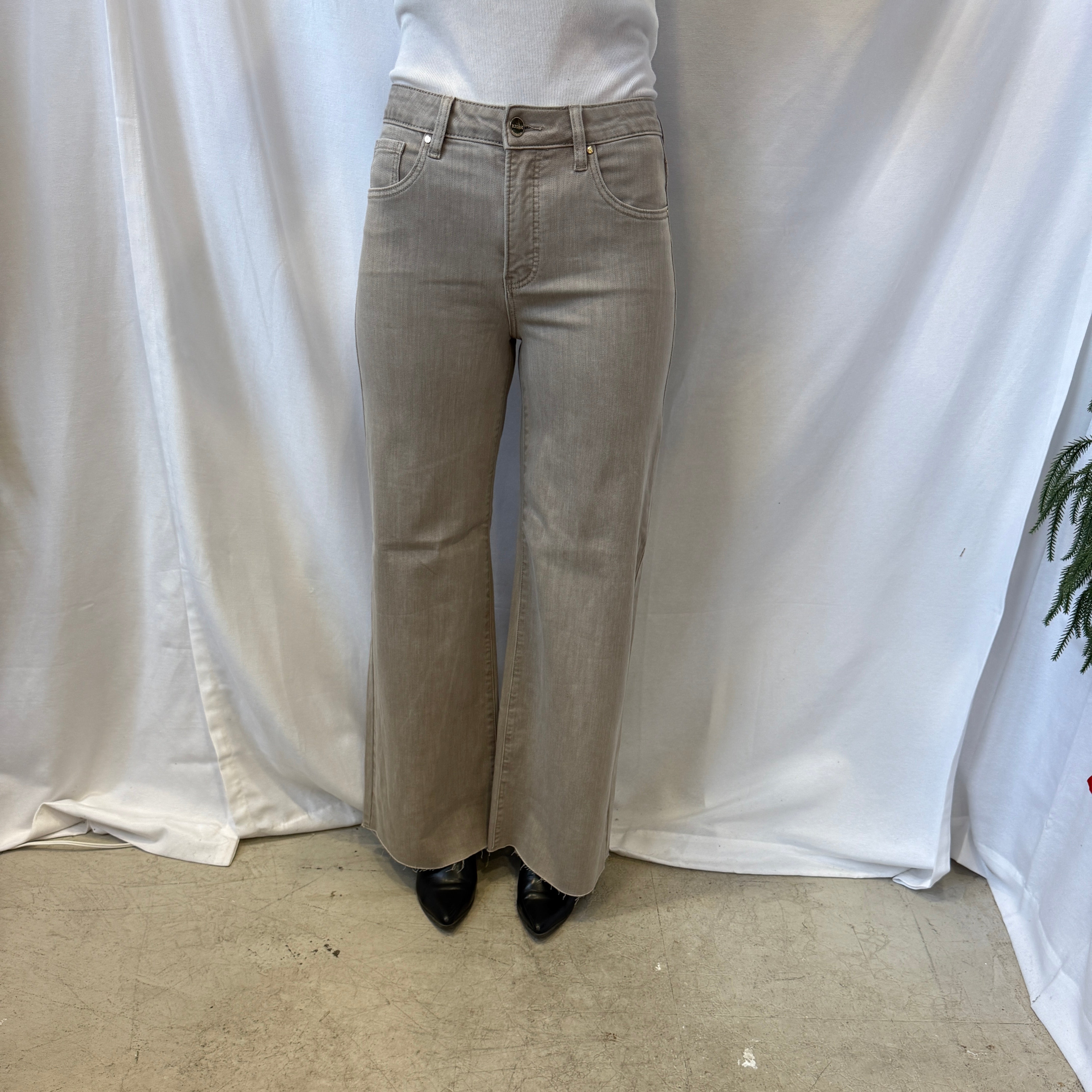 Risen Lurex Taupe Jeans-Final Sale-Jeans-risen-The Silo Boutique, Women's Fashion Boutique Located in Warren and Grand Forks North Dakota
