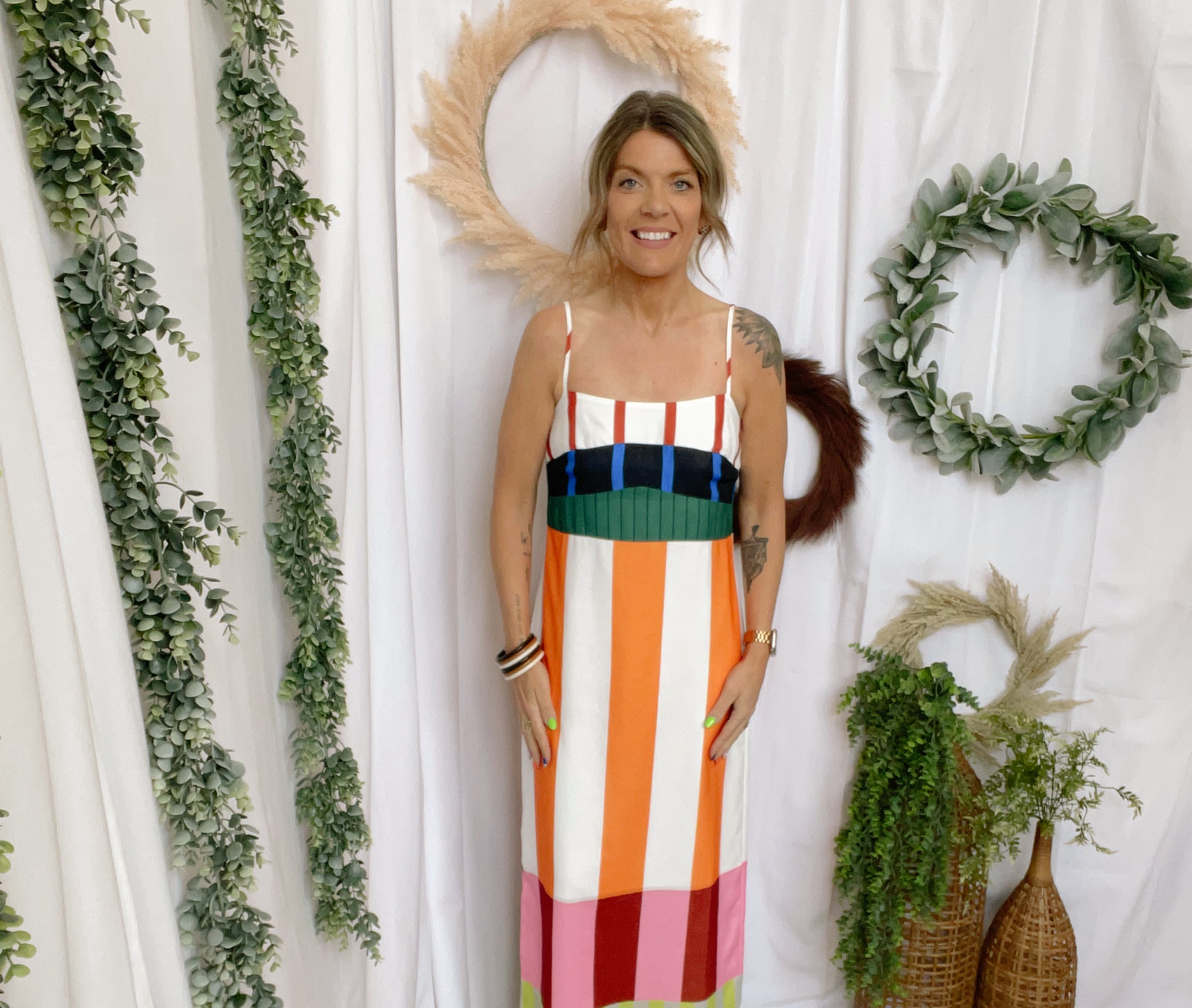 Geometric Striped Tank Maxi Dress-Dresses-sweet genisis-The Silo Boutique, Women's Fashion Boutique Located in Warren and Grand Forks North Dakota
