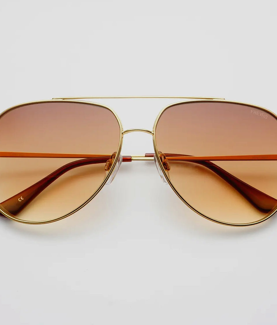 Freyrs Max Gold/Brown Sunglasses-Sunglasses-freyers-The Silo Boutique, Women's Fashion Boutique Located in Warren and Grand Forks North Dakota