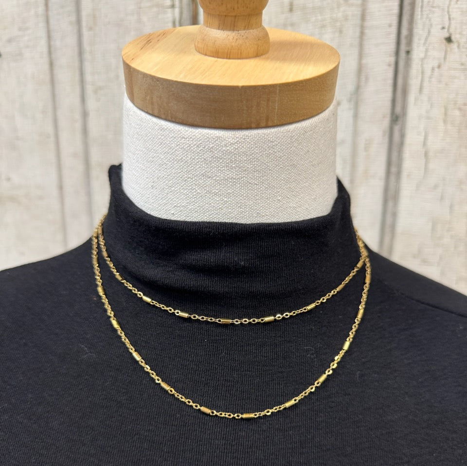 Gold Double Chain Necklace-Necklaces-Fame-The Silo Boutique, Women's Fashion Boutique Located in Warren and Grand Forks North Dakota