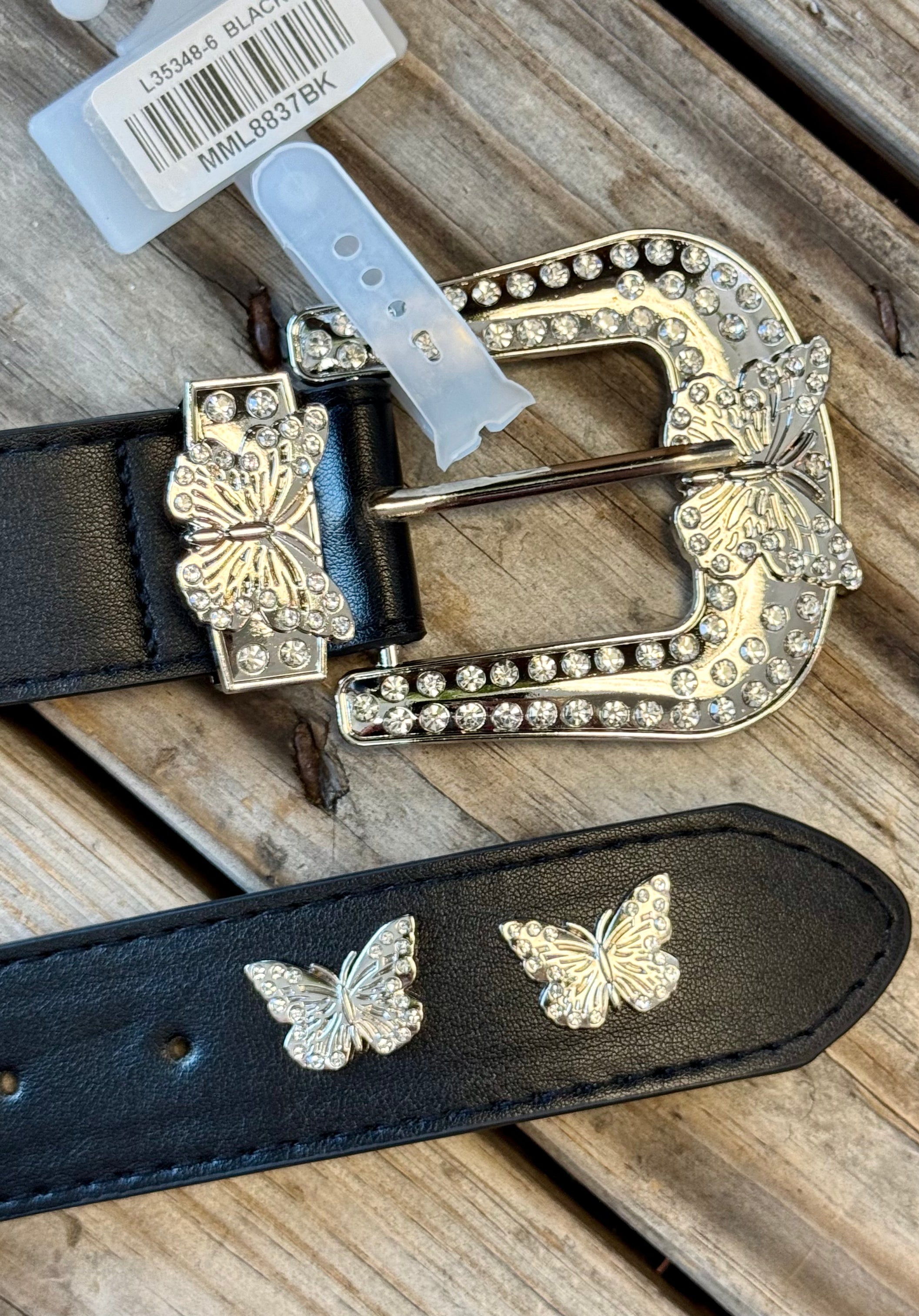 Rhinestone Butterfly Belt-Belts-Fame-The Silo Boutique, Women's Fashion Boutique Located in Warren and Grand Forks North Dakota