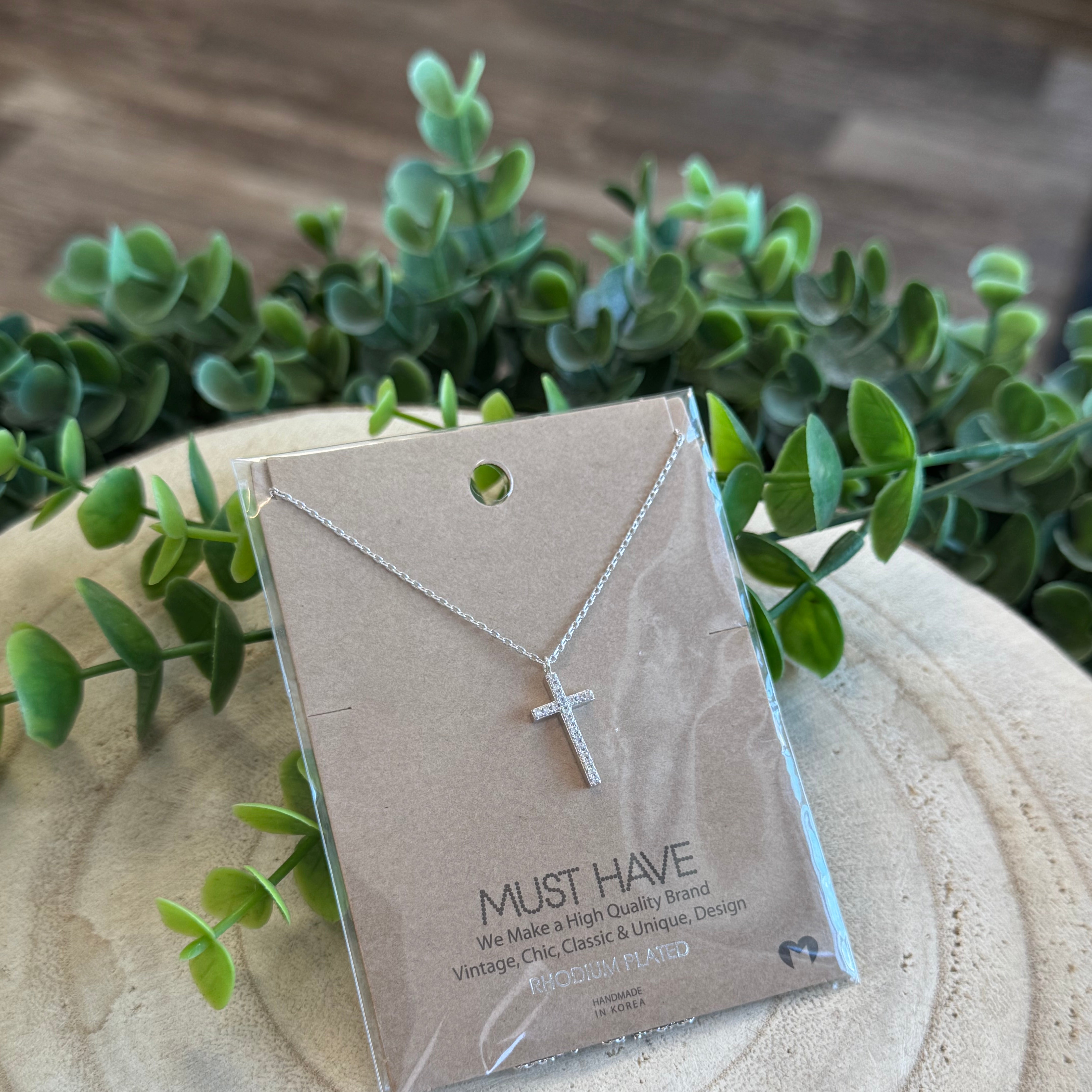 Must Have Pave Cross Necklace-Necklaces-Fame-The Silo Boutique, Women's Fashion Boutique Located in Warren and Grand Forks North Dakota
