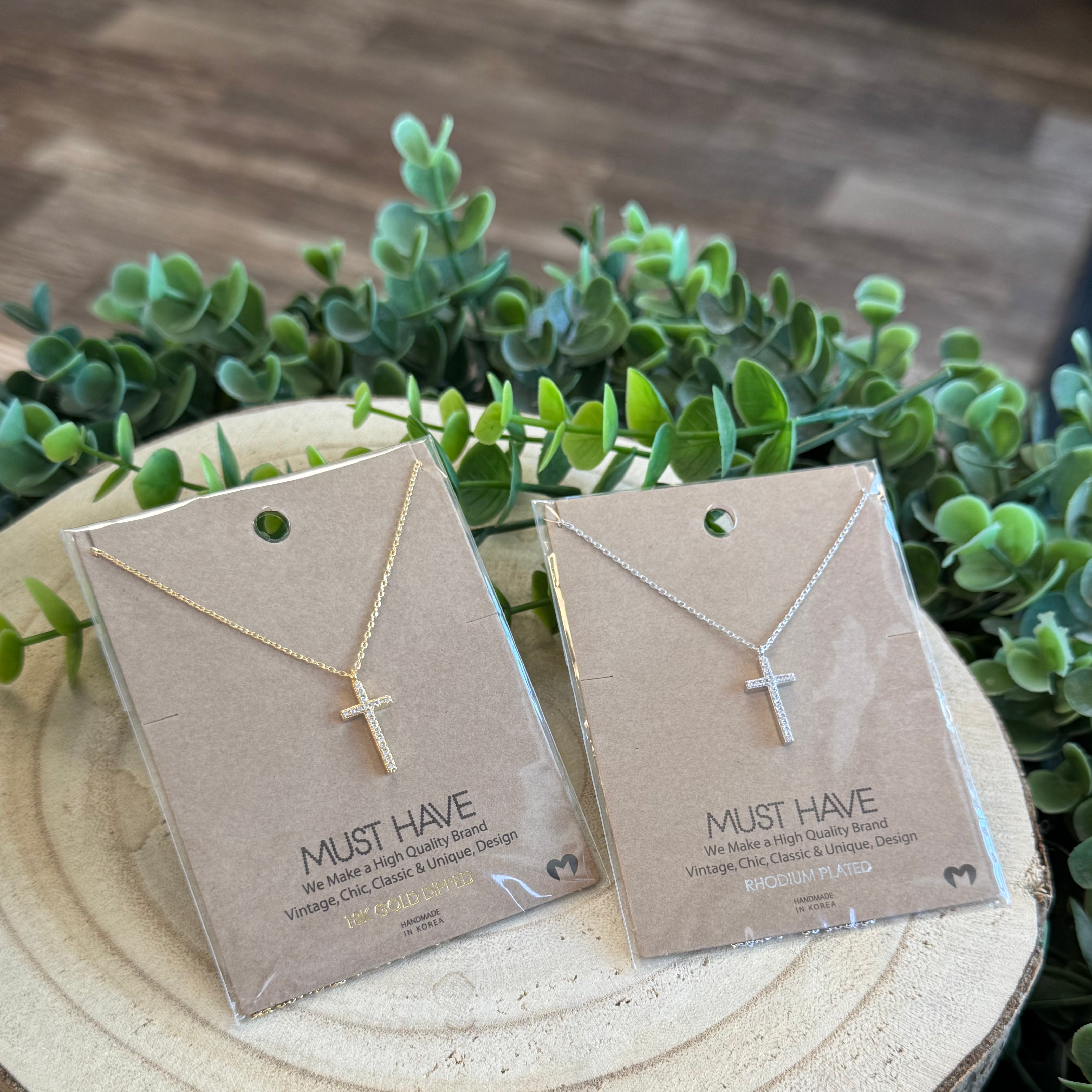 Must Have Pave Cross Necklace-Necklaces-Fame-The Silo Boutique, Women's Fashion Boutique Located in Warren and Grand Forks North Dakota