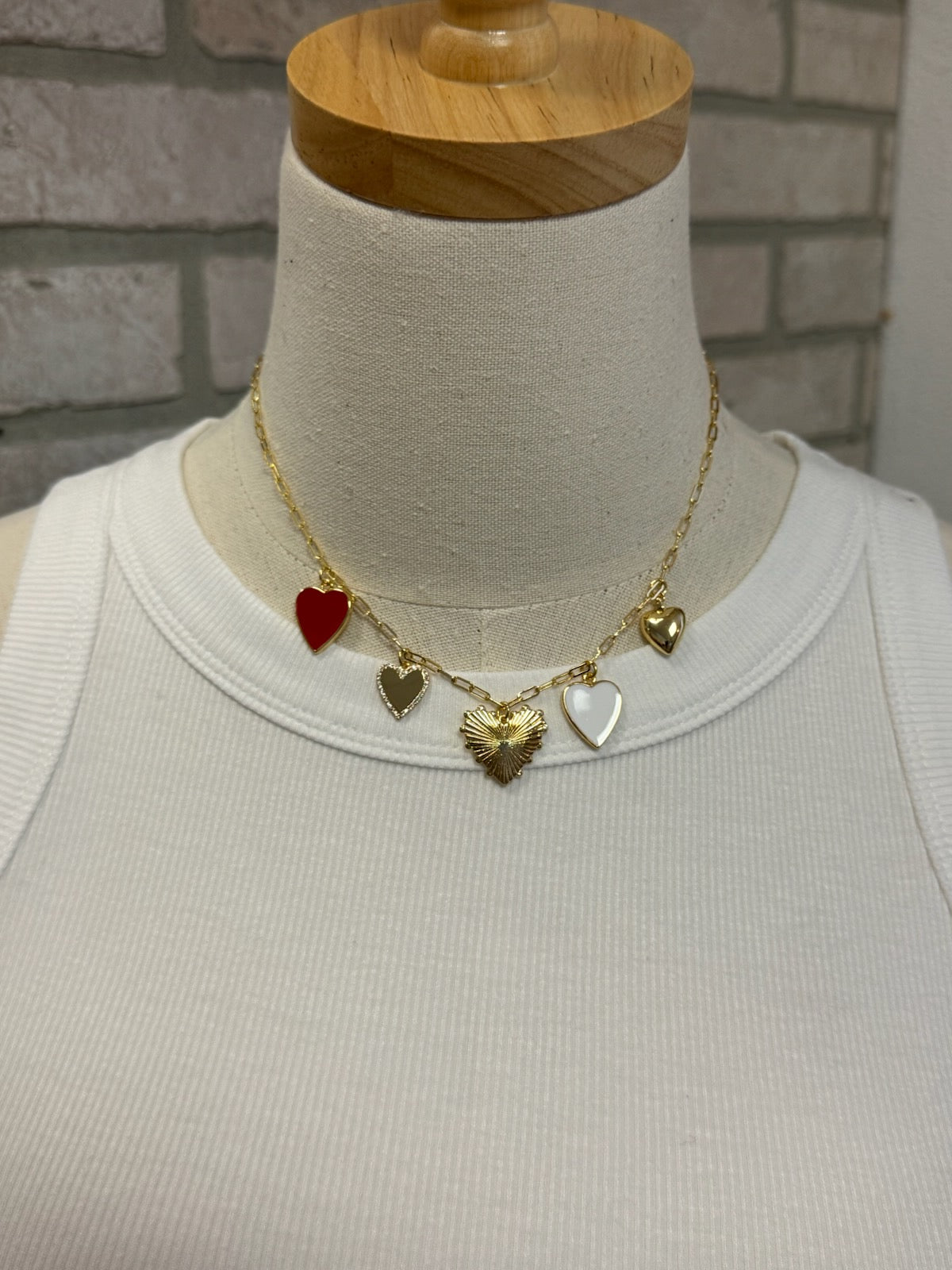 Gold Dipped 5 Hearts Necklace-Necklaces-Fame-The Silo Boutique, Women's Fashion Boutique Located in Warren and Grand Forks North Dakota