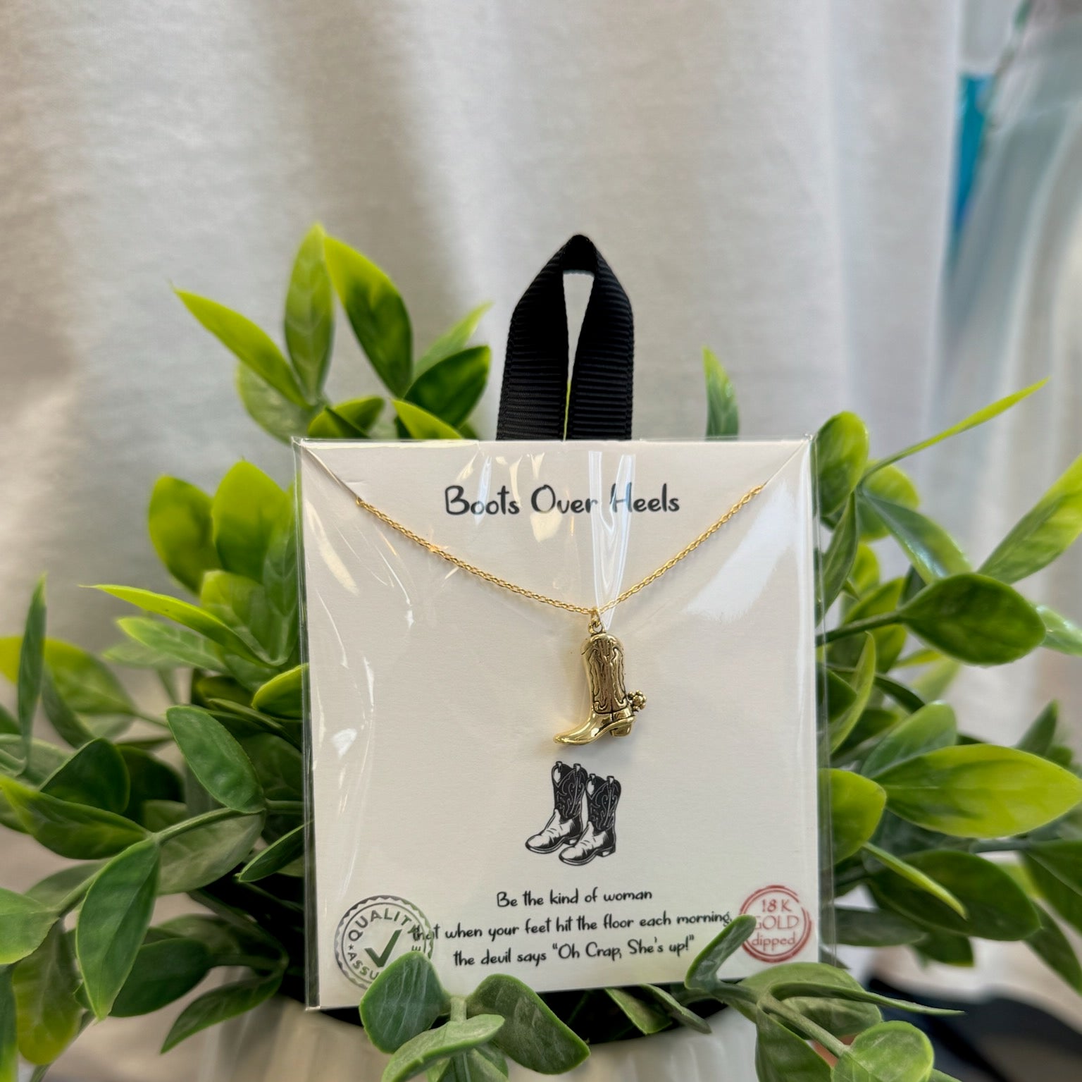 Gold Dipped Boot Necklace-Necklaces-Fame-The Silo Boutique, Women's Fashion Boutique Located in Warren and Grand Forks North Dakota