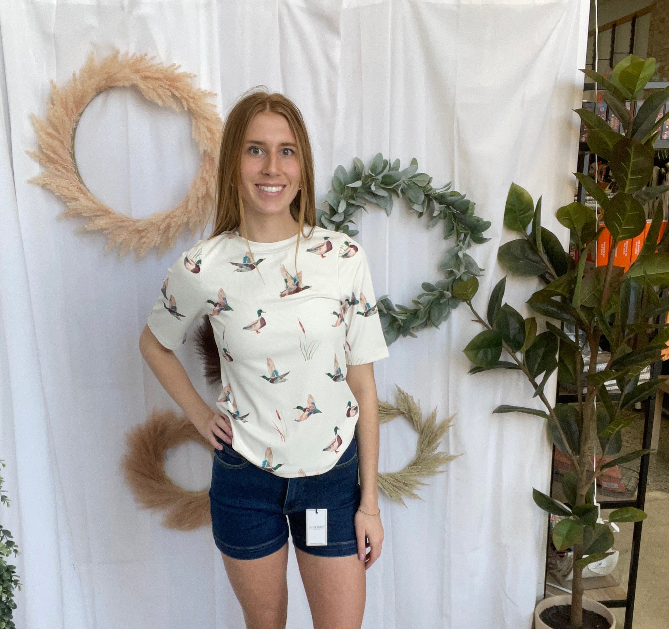 Mallard Duck Fitted Tee-Short Sleeve Tops-anniewear-The Silo Boutique, Women's Fashion Boutique Located in Warren and Grand Forks North Dakota