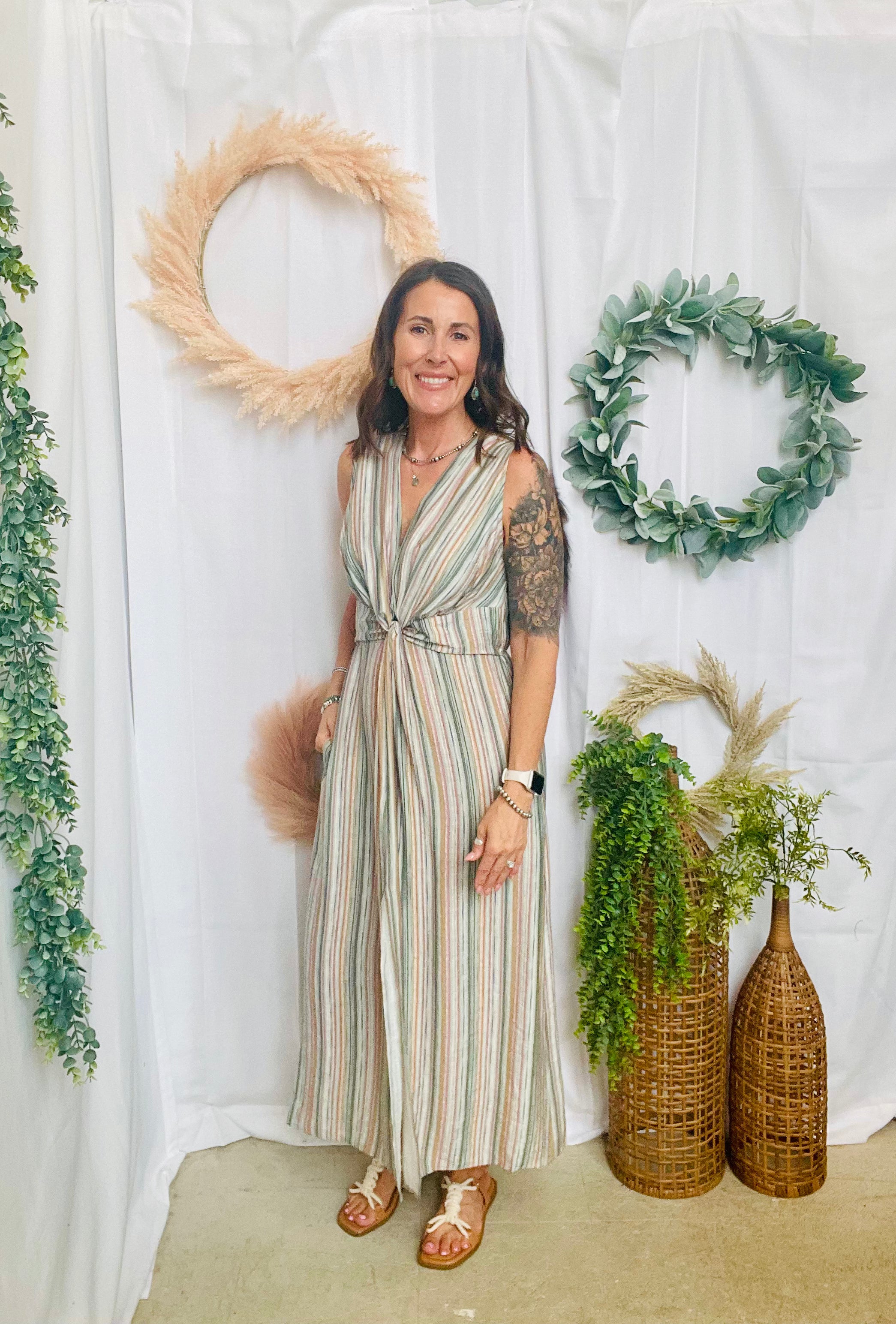 Coastal Breeze Knot Front Midi Dress-Dresses-cozy co-The Silo Boutique, Women's Fashion Boutique Located in Warren and Grand Forks North Dakota
