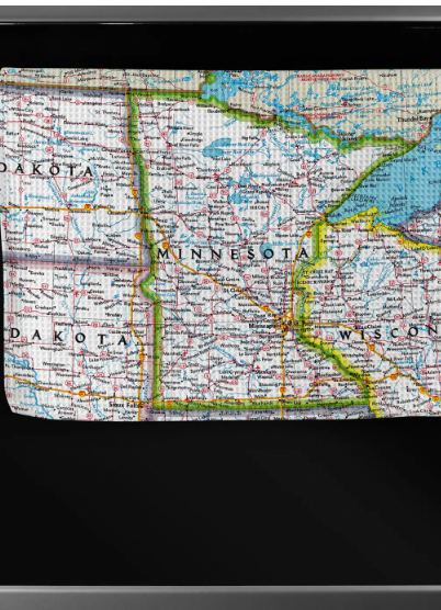 Minnesota Map Tea Towel-Tea Towels-Daisy May Designs-The Silo Boutique, Women's Fashion Boutique Located in Warren and Grand Forks North Dakota