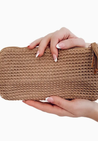 Pretty Simple Raffia Clutch Purse-Tan-Purses-pretty simple-The Silo Boutique, Women's Fashion Boutique Located in Warren and Grand Forks North Dakota