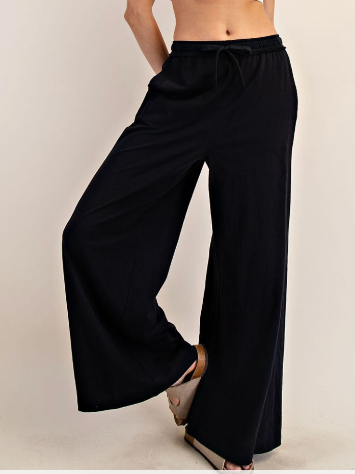 Cotton Slub Lounge Pants-Black-joggers-rae mode-The Silo Boutique, Women's Fashion Boutique Located in Warren and Grand Forks North Dakota